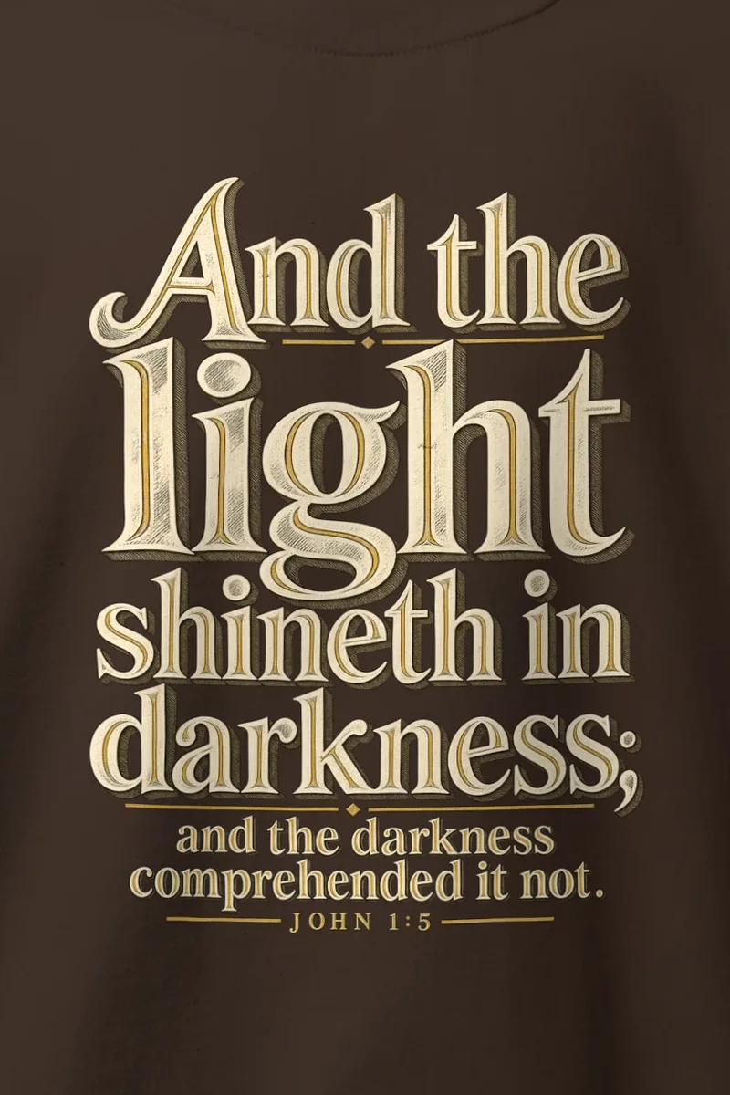 "And the Light Shineth" Heavy Blend Unisex Crewneck Sweatshirt - the graphic up close