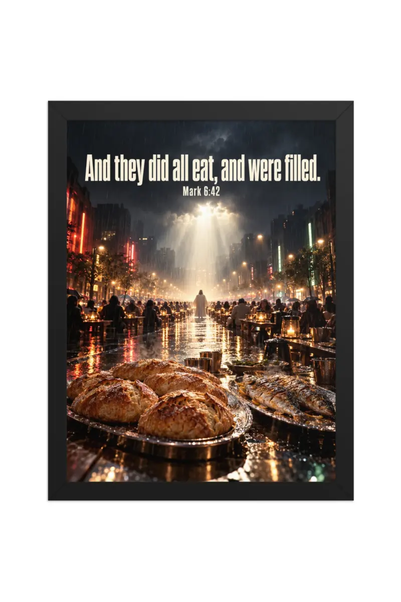 “And They Did All Eat” Premium Wooden Framed Poster