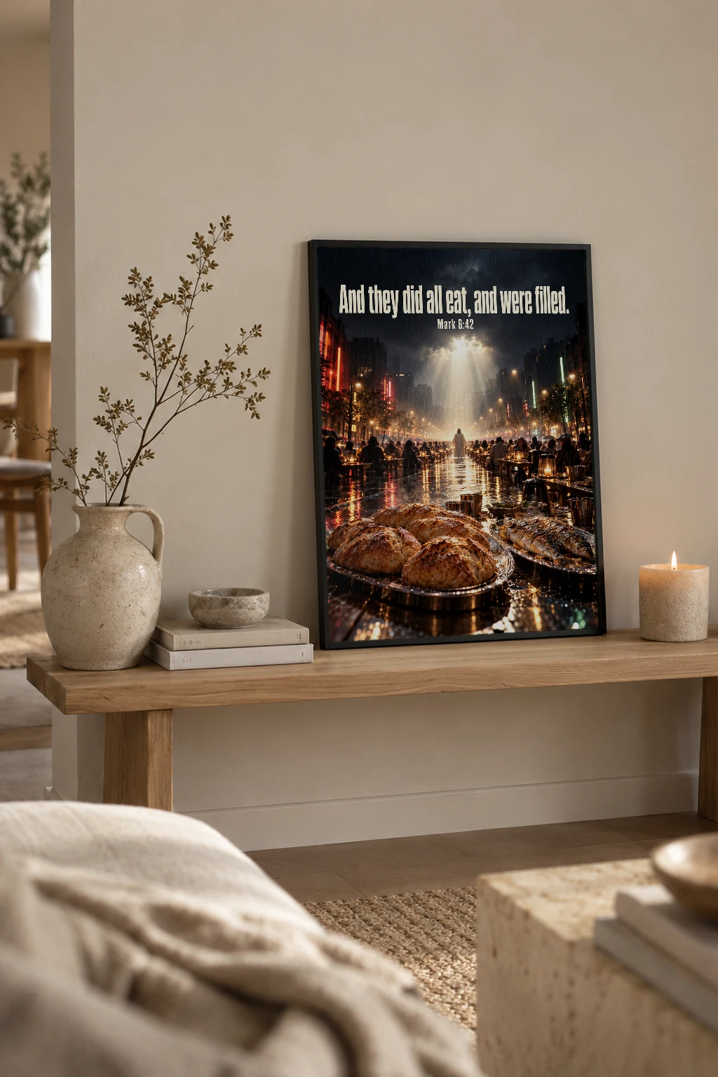 "And They Did All Eat" Premium Wooden Framed Poster