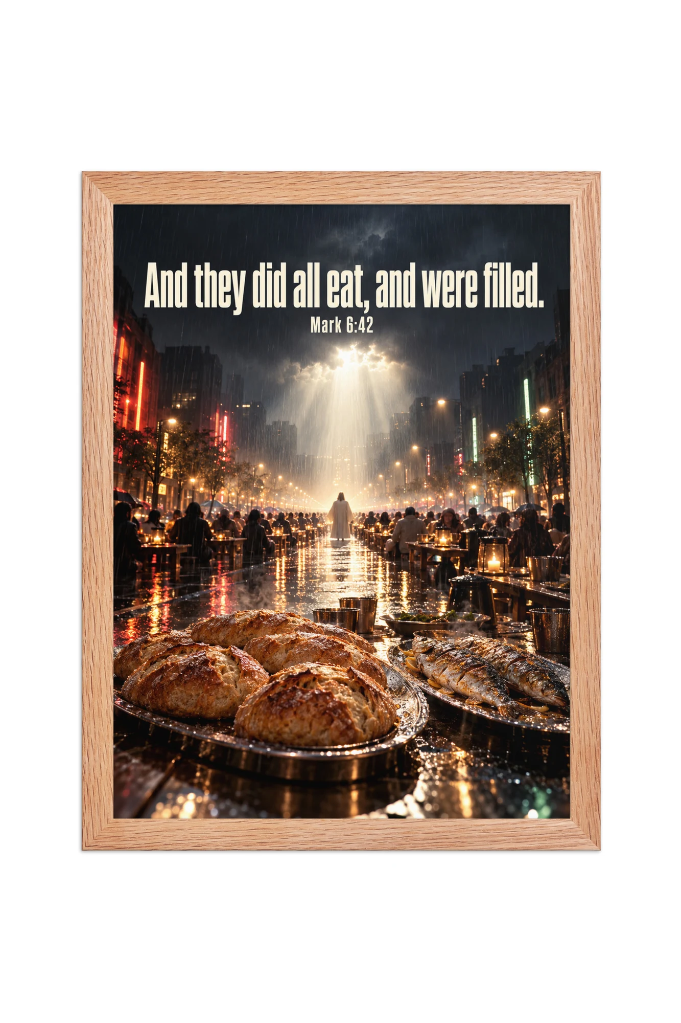"And They Did All Eat" Premium Wooden Framed Poster