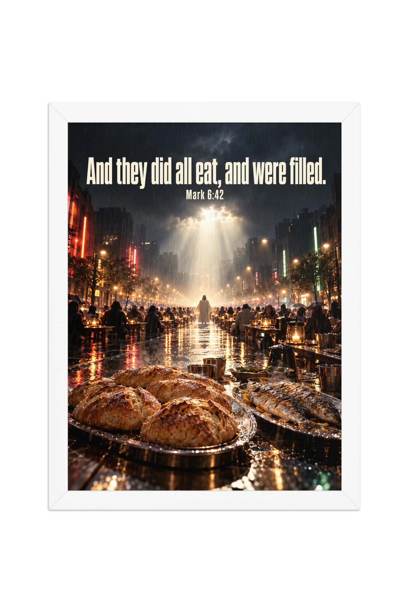 "And They Did All Eat" Premium Wooden Framed Poster