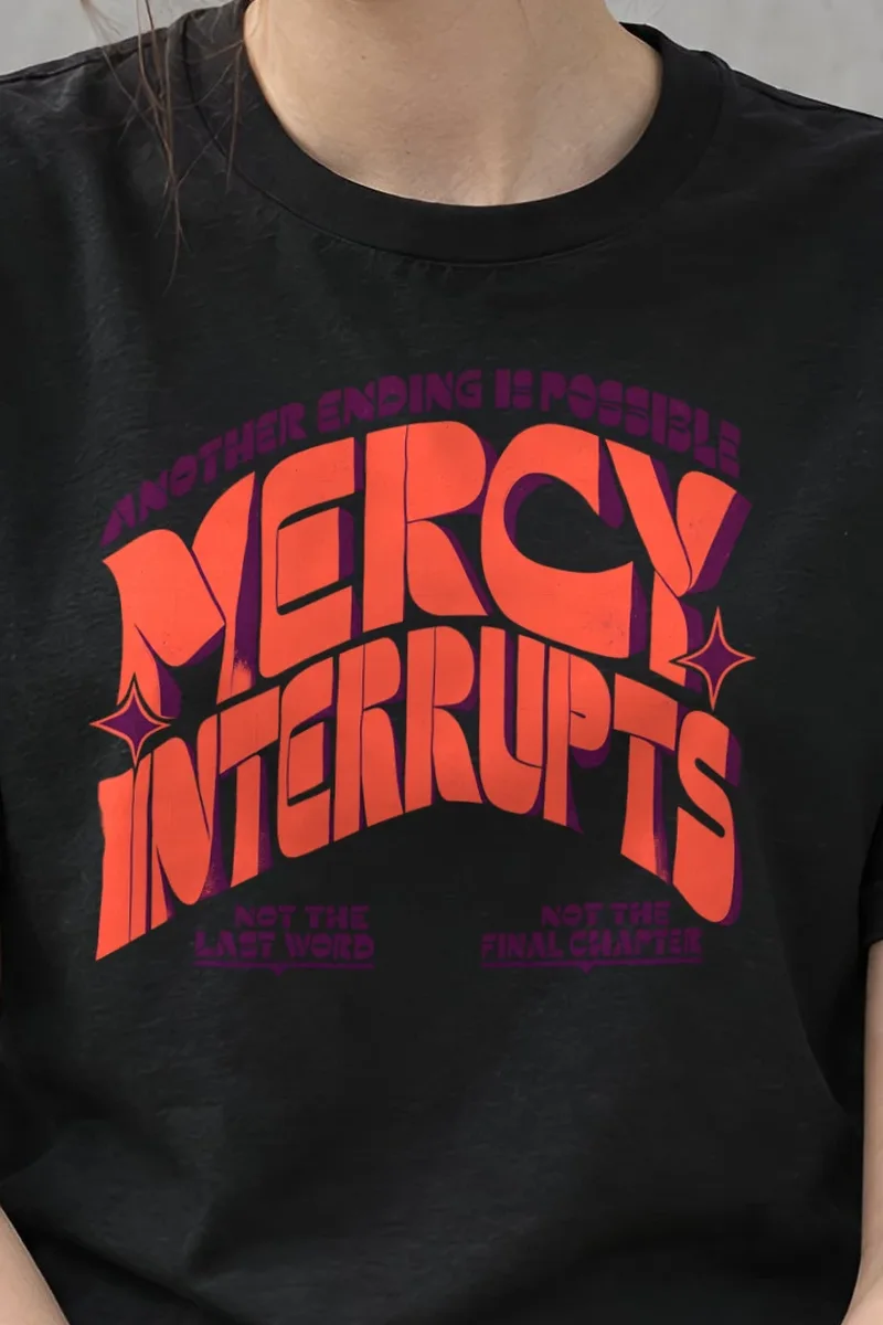 "Another Ending Is Possible" Heavyweight Unisex Crewneck T-shirt - the graphic up close