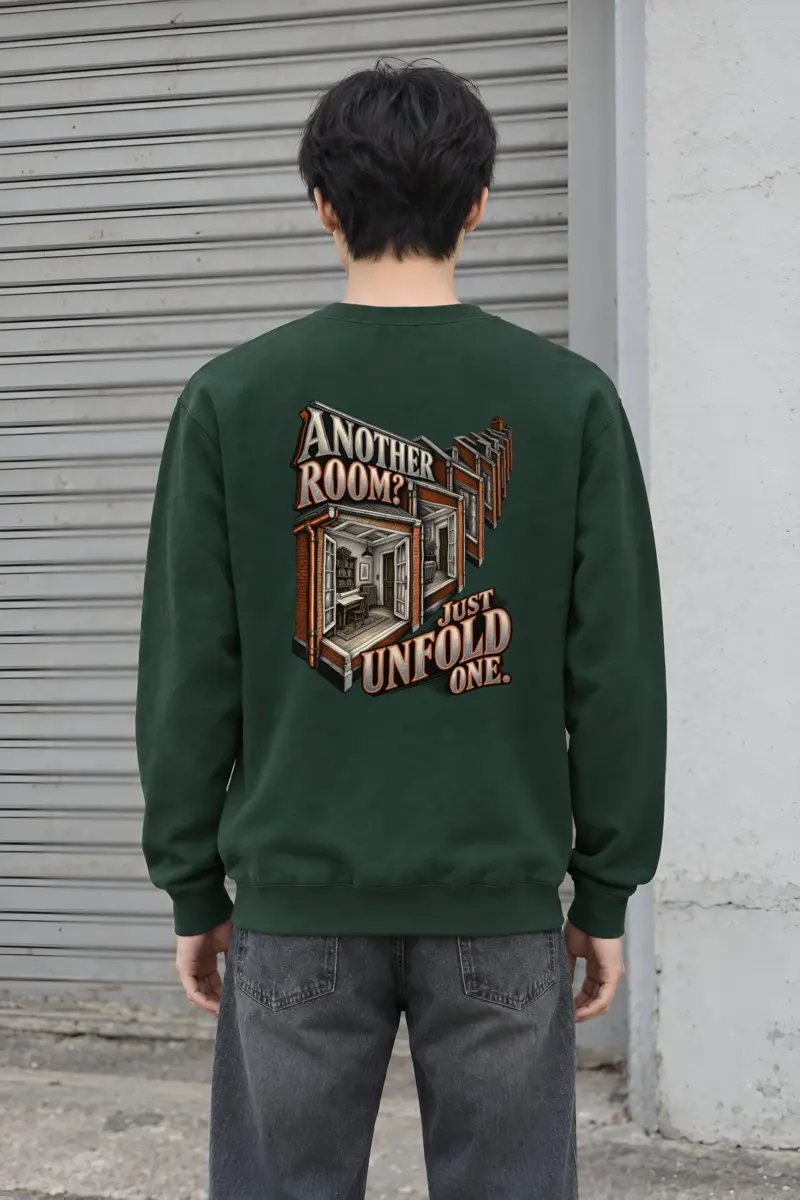 “Another Room? Just Unfold One.” Heavy Blend Unisex Crewneck Sweatshirt