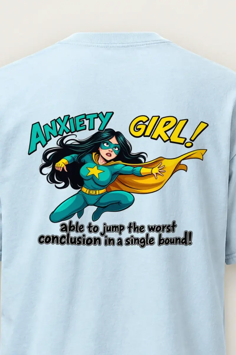 "Anxiety Girl" Heavyweight Unisex Crewneck T-shirt