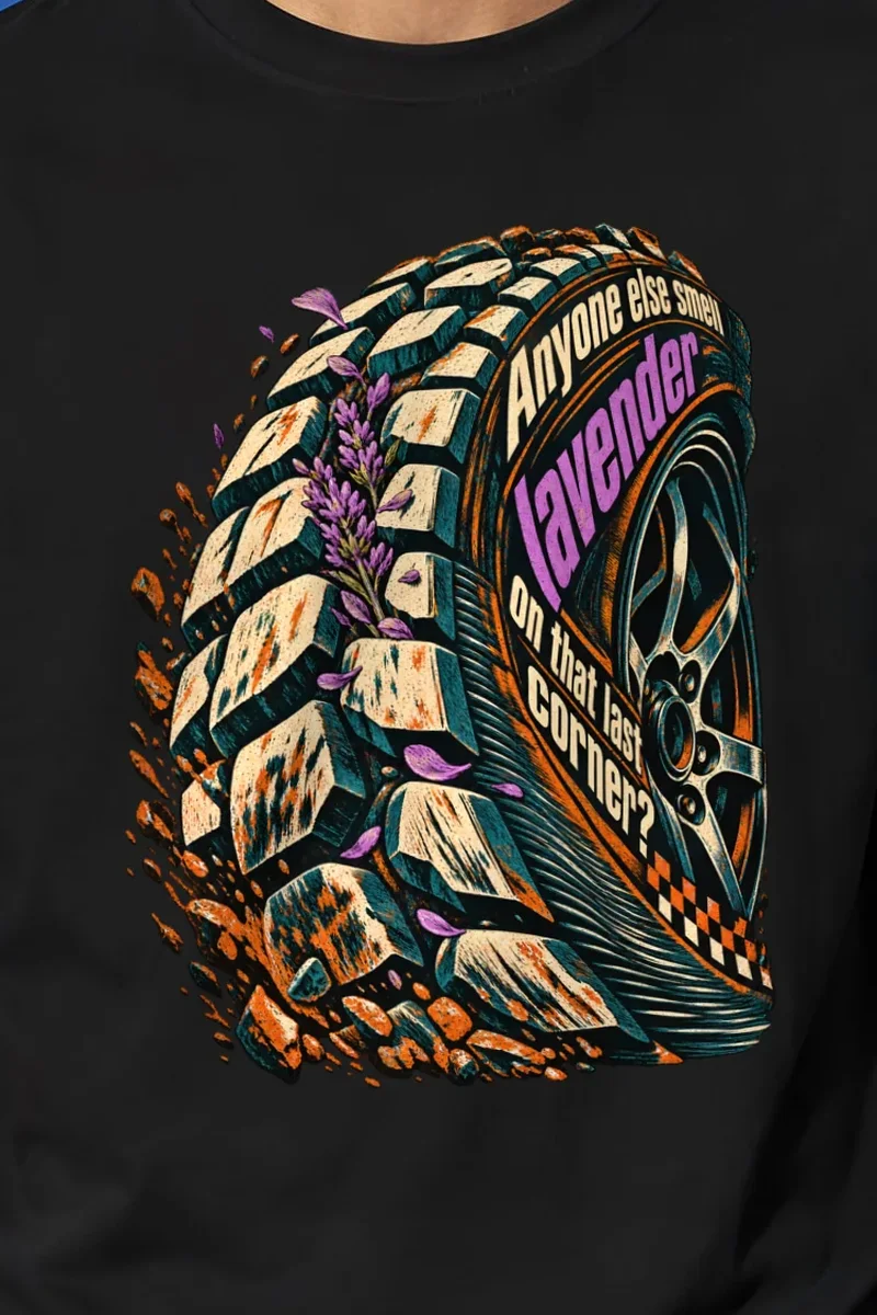 "Anyone Else Smell Lavender" Heavyweight Unisex Crewneck T-shirt - the graphic up close