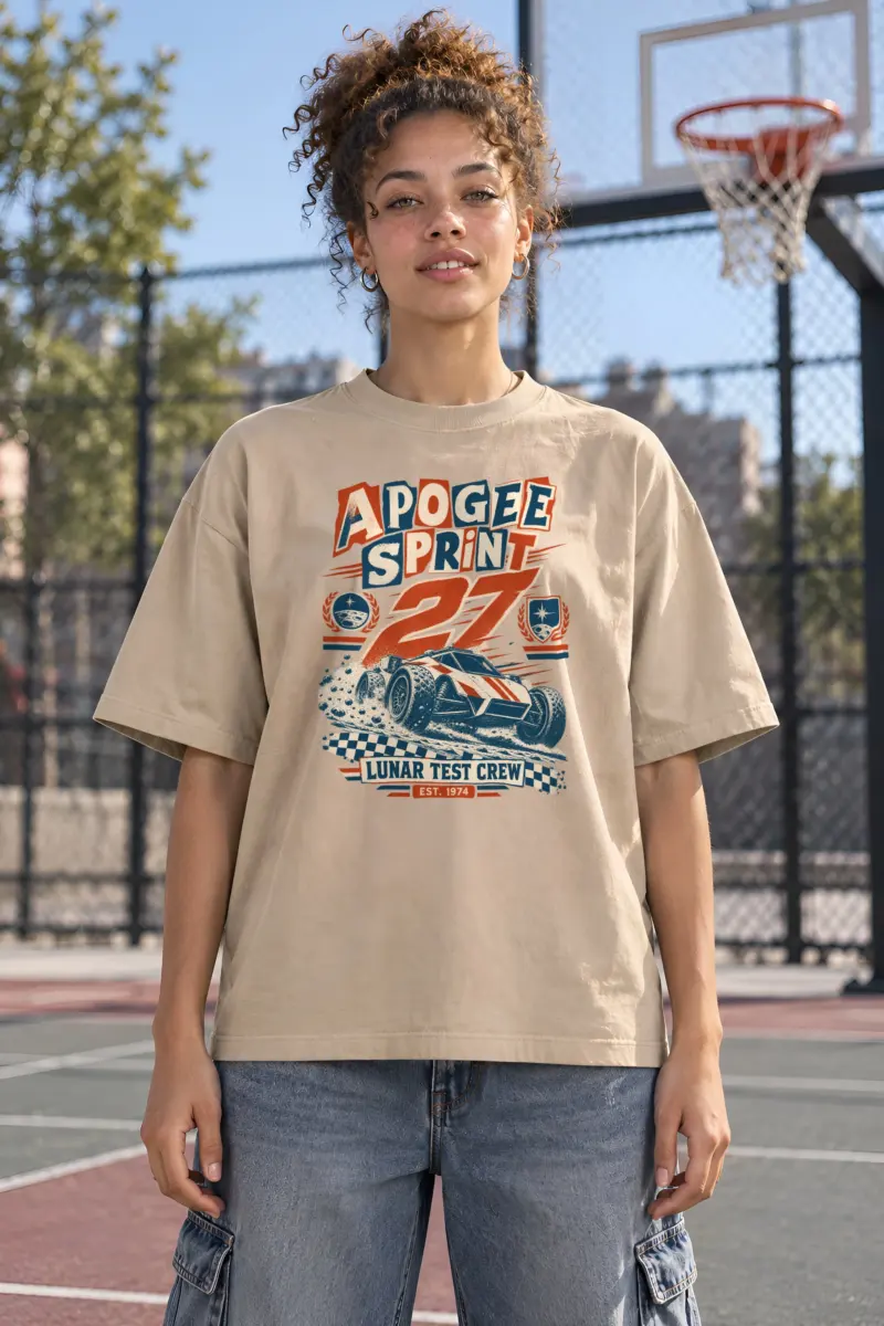 "Apogee Sprint 27" Unisex Oversized Heavyweight Crewneck T-Shirt