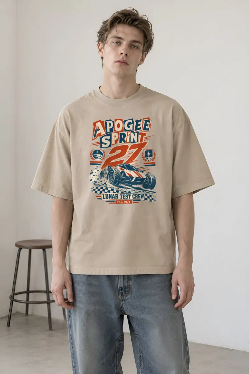 "Apogee Sprint 27" Men's Oversized Heavyweight Crewneck T-Shirt