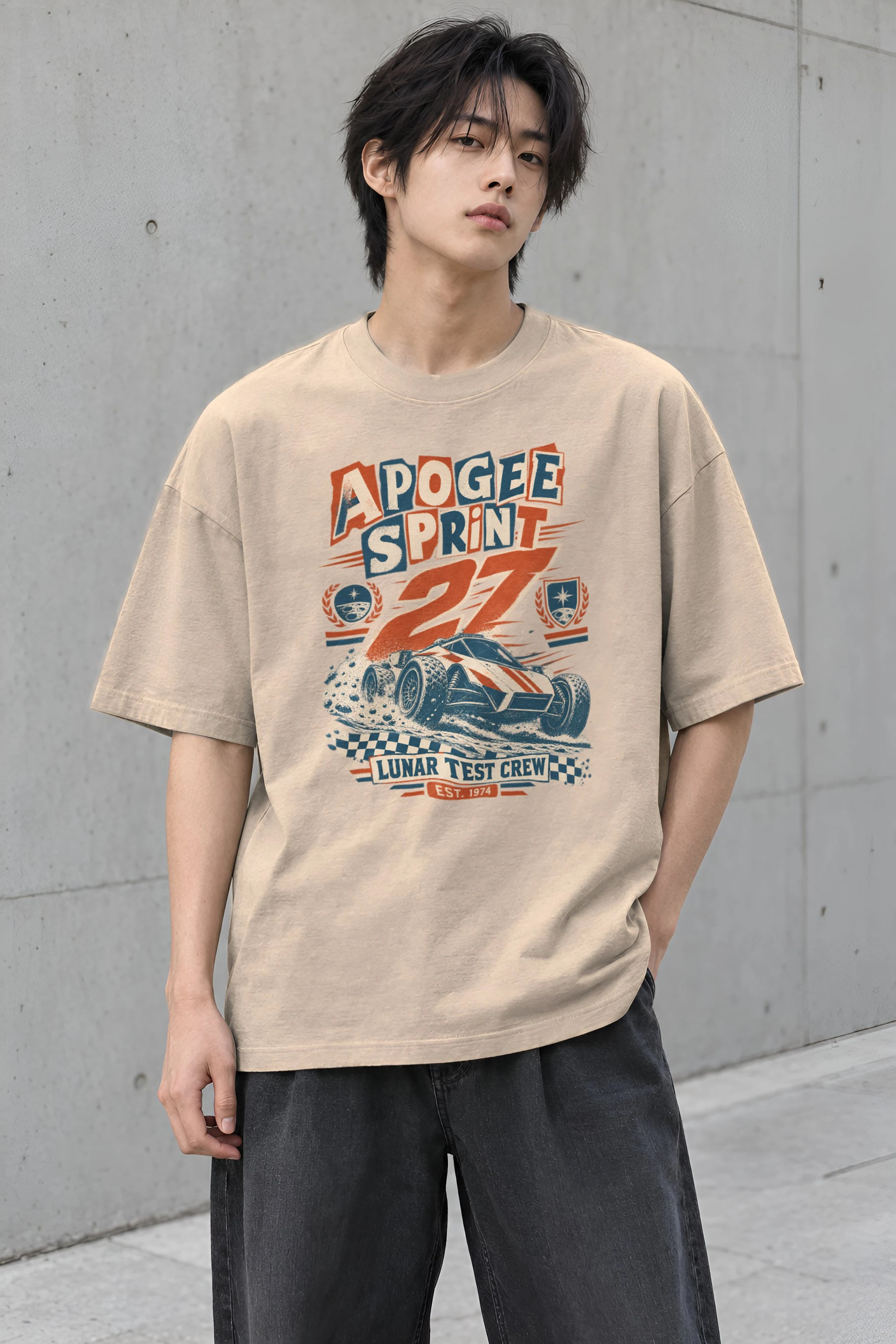 "Apogee Sprint 27" Men's Oversized Heavyweight Crewneck T-Shirt