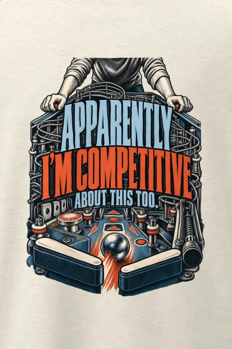 "Apparently I’m Competitive About This Too" Men’s Oversized Heavyweight Crewneck T-Shirt - the graphic up close