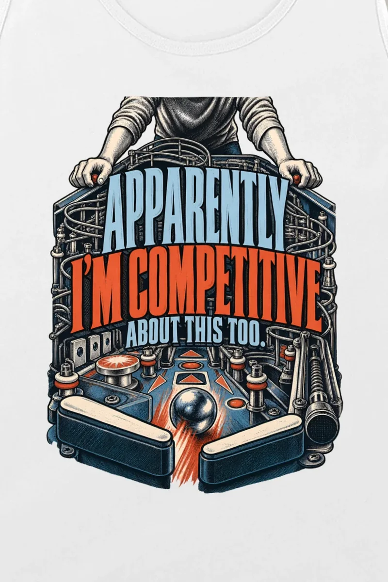 "Apparently I’m Competitive About This Too" Unisex Jersey Tank - the graphic up close