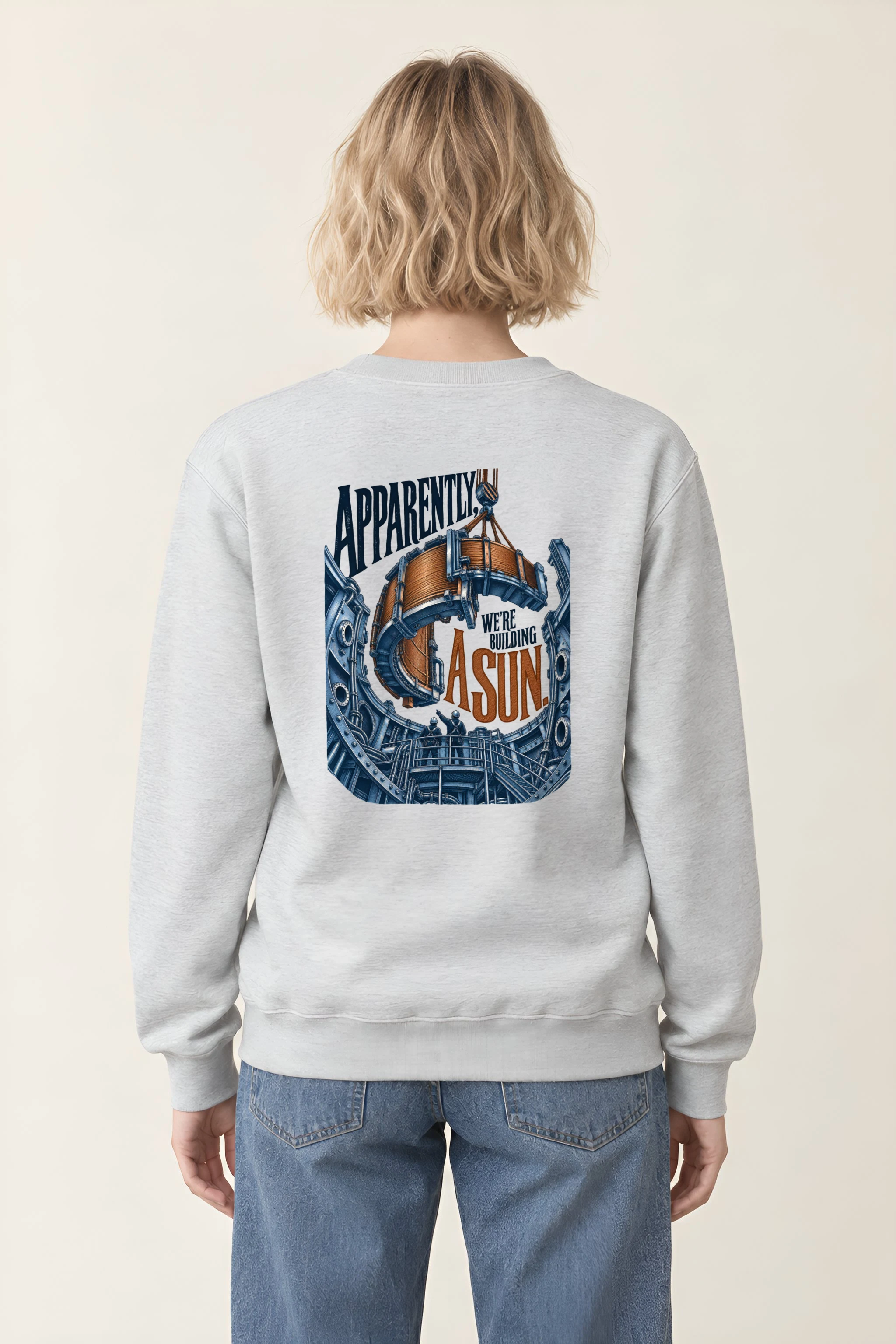 "Apparently, We're Building a Sun" Heavy Blend Unisex Crewneck Sweatshirt