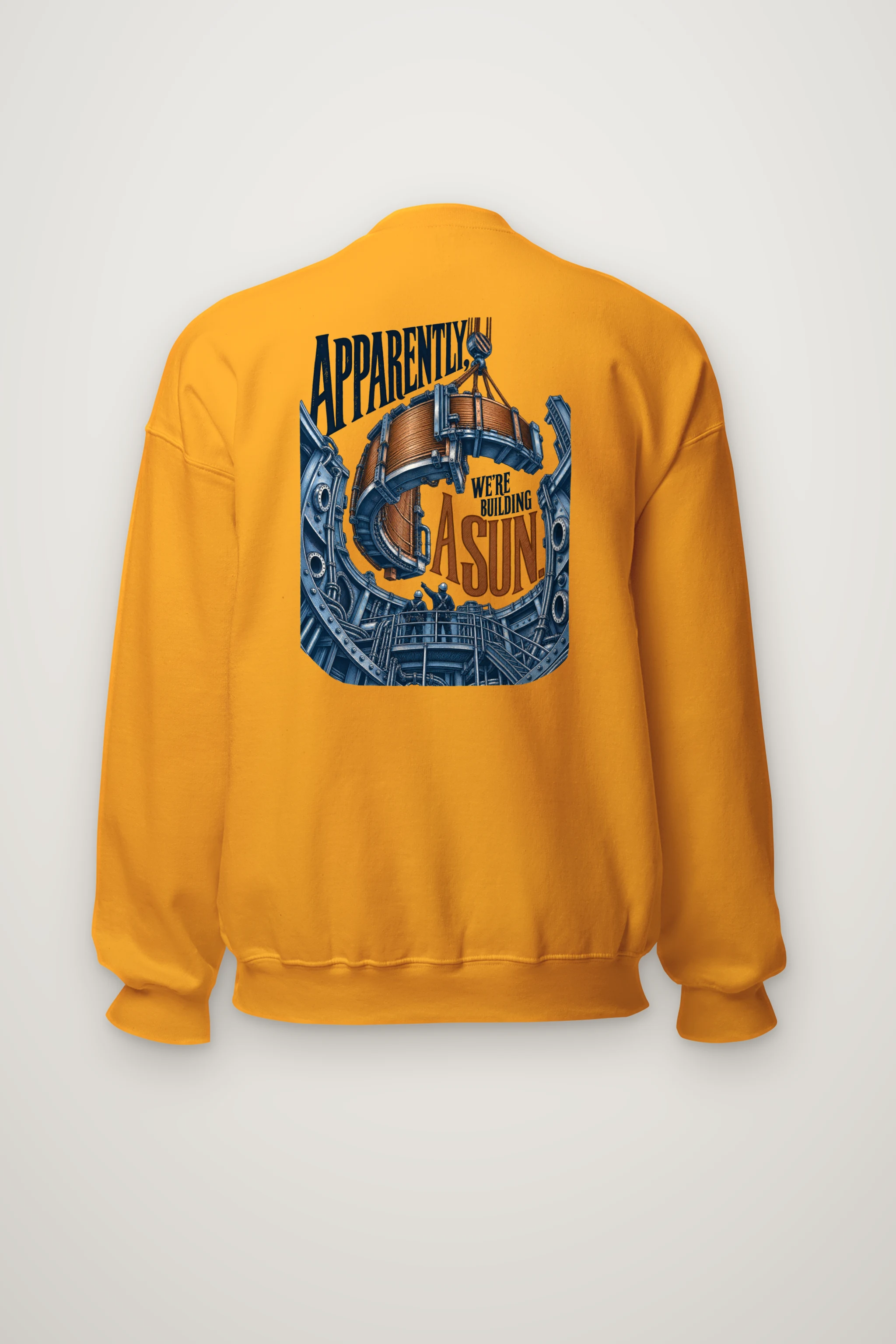 "Apparently, We're Building a Sun" Heavy Blend Unisex Crewneck Sweatshirt