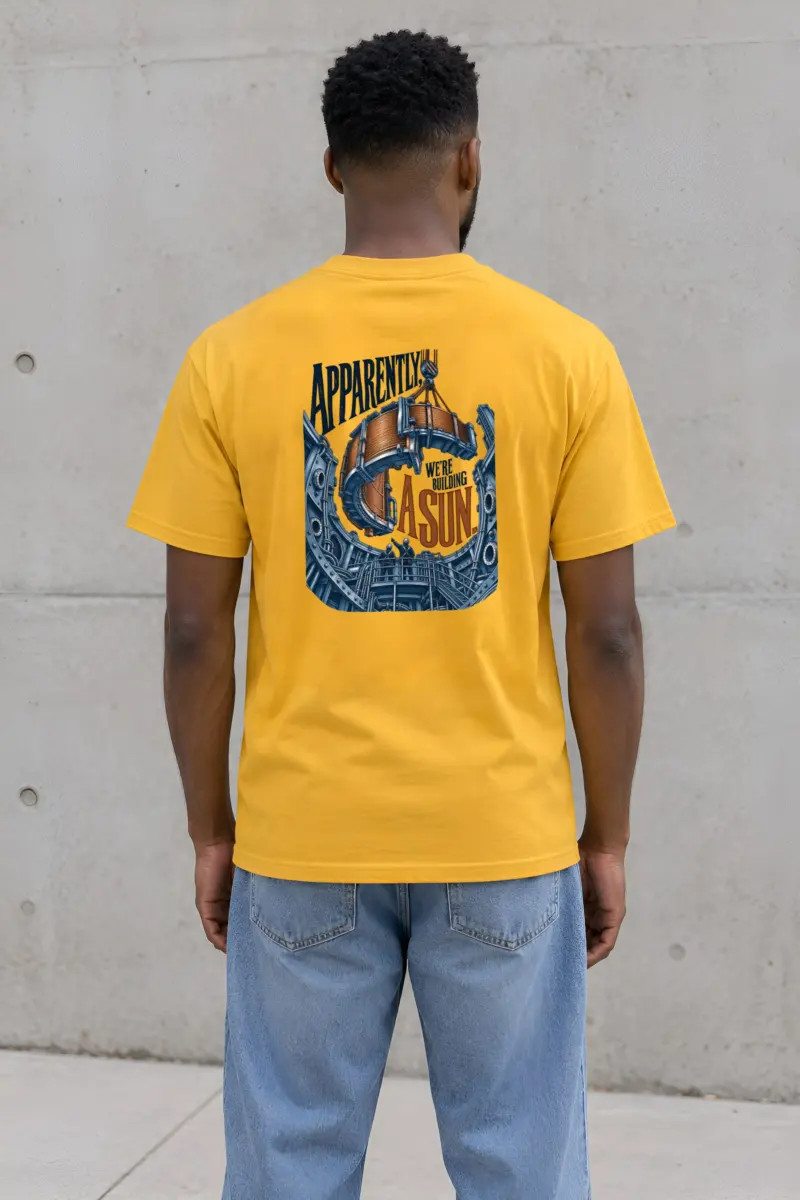 "Apparently, We're Building a Sun" Heavyweight Unisex Crewneck T-shirt