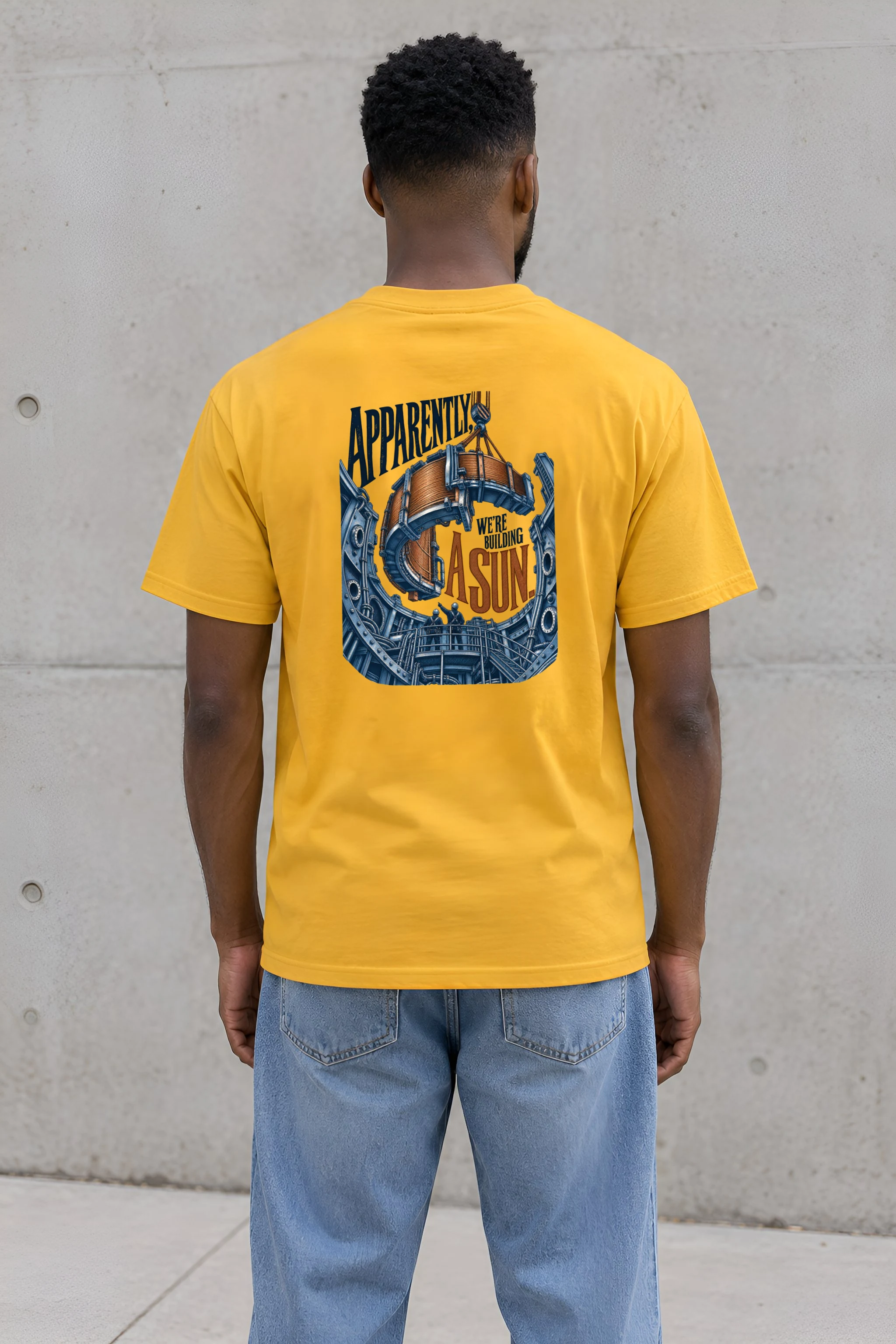 "Apparently, We're Building a Sun" Heavyweight Unisex Crewneck T-shirt
