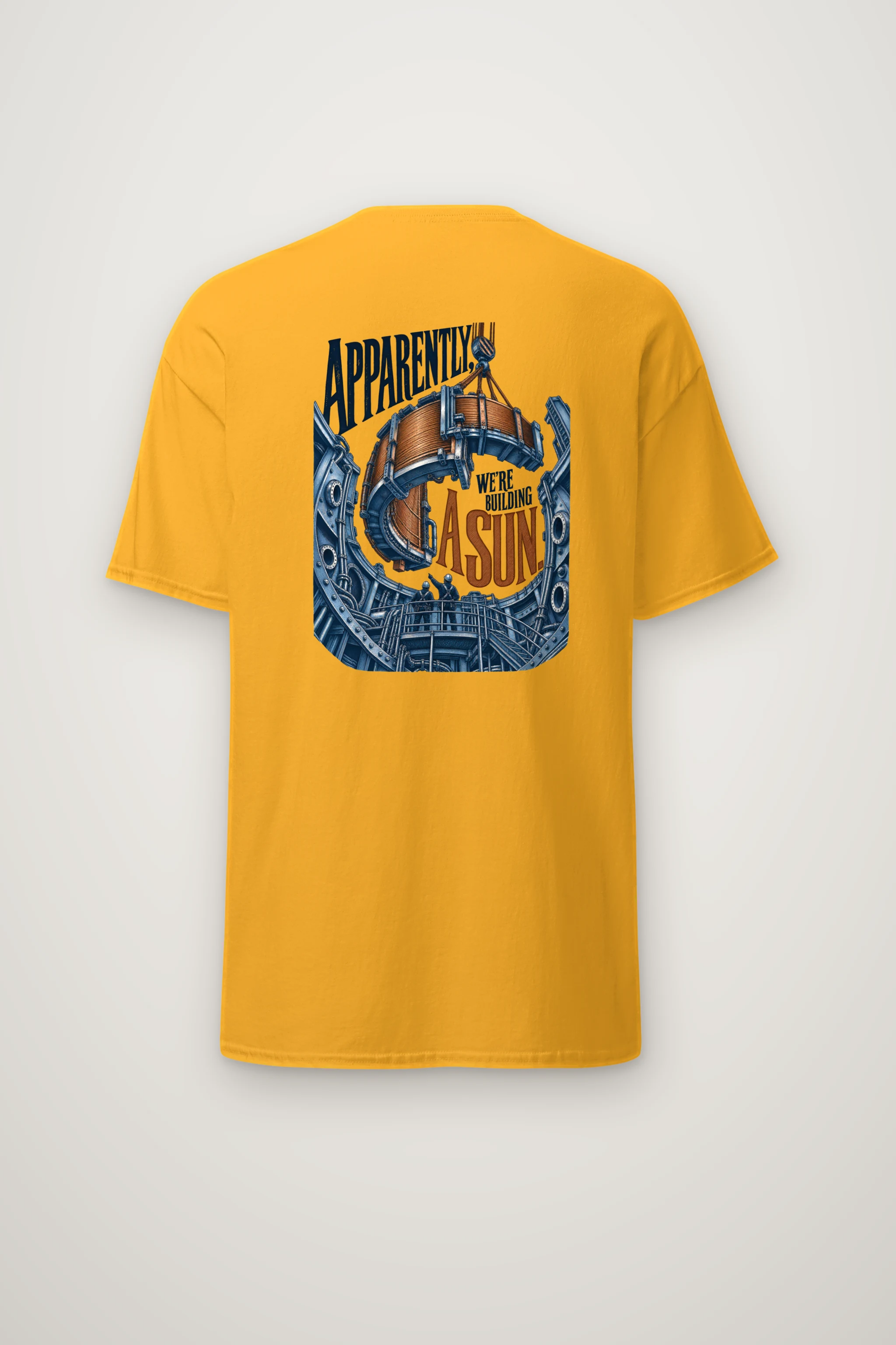 "Apparently, We're Building a Sun" Heavyweight Unisex Crewneck T-shirt