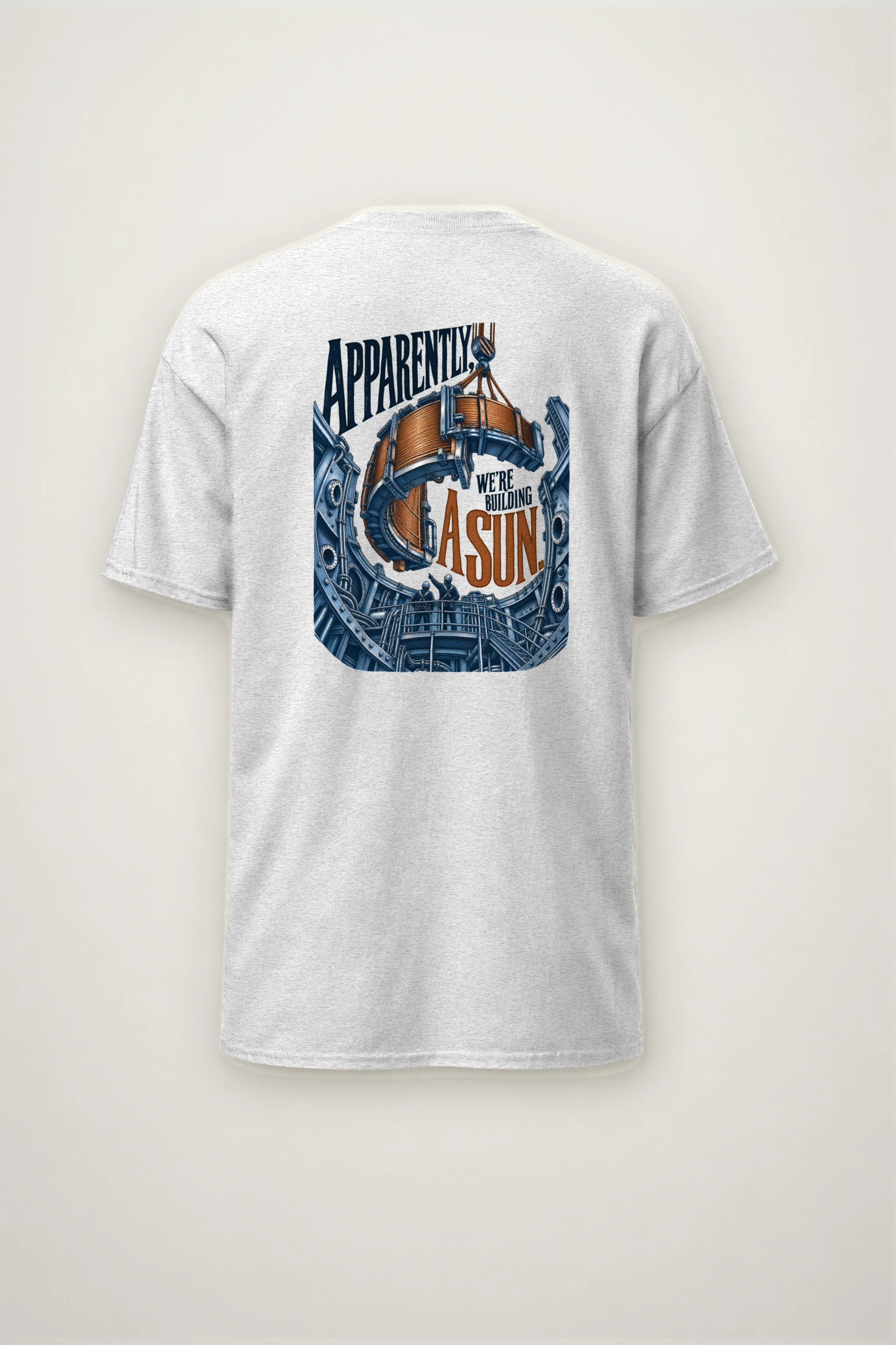 "Apparently, We're Building a Sun" Heavyweight Unisex Crewneck T-shirt