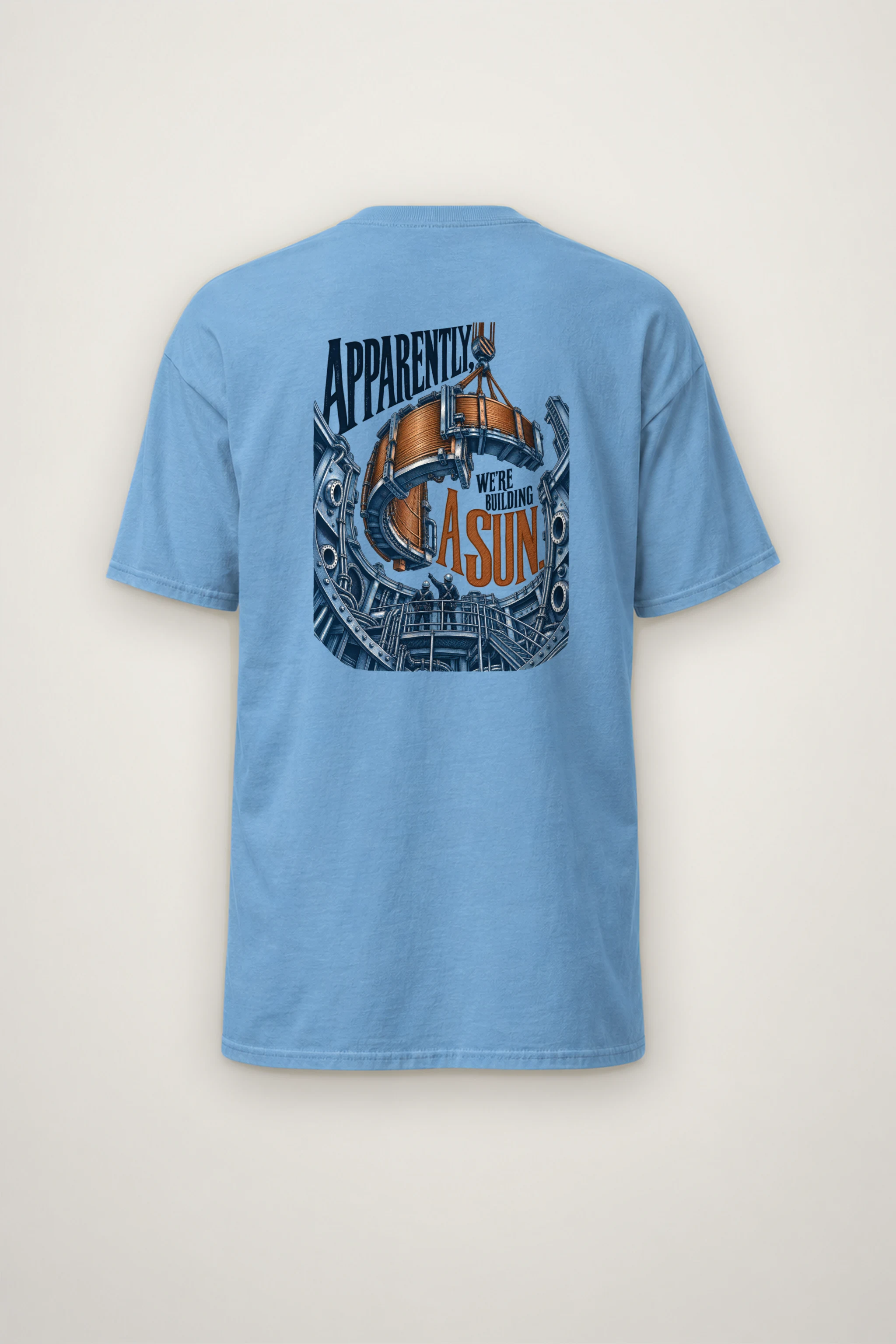 "Apparently, We're Building a Sun" Heavyweight Unisex Crewneck T-shirt