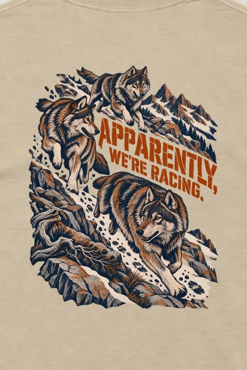 "Apparently, We’re Racing" Unisex Longsleeve T-shirt - the graphic up close