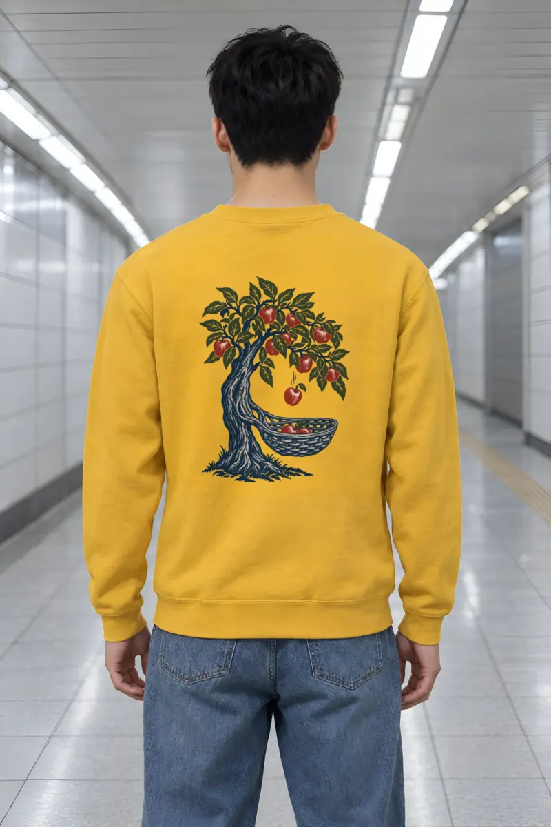 “Apple Tree Woven Basket” Heavy Blend Unisex Crewneck Sweatshirt