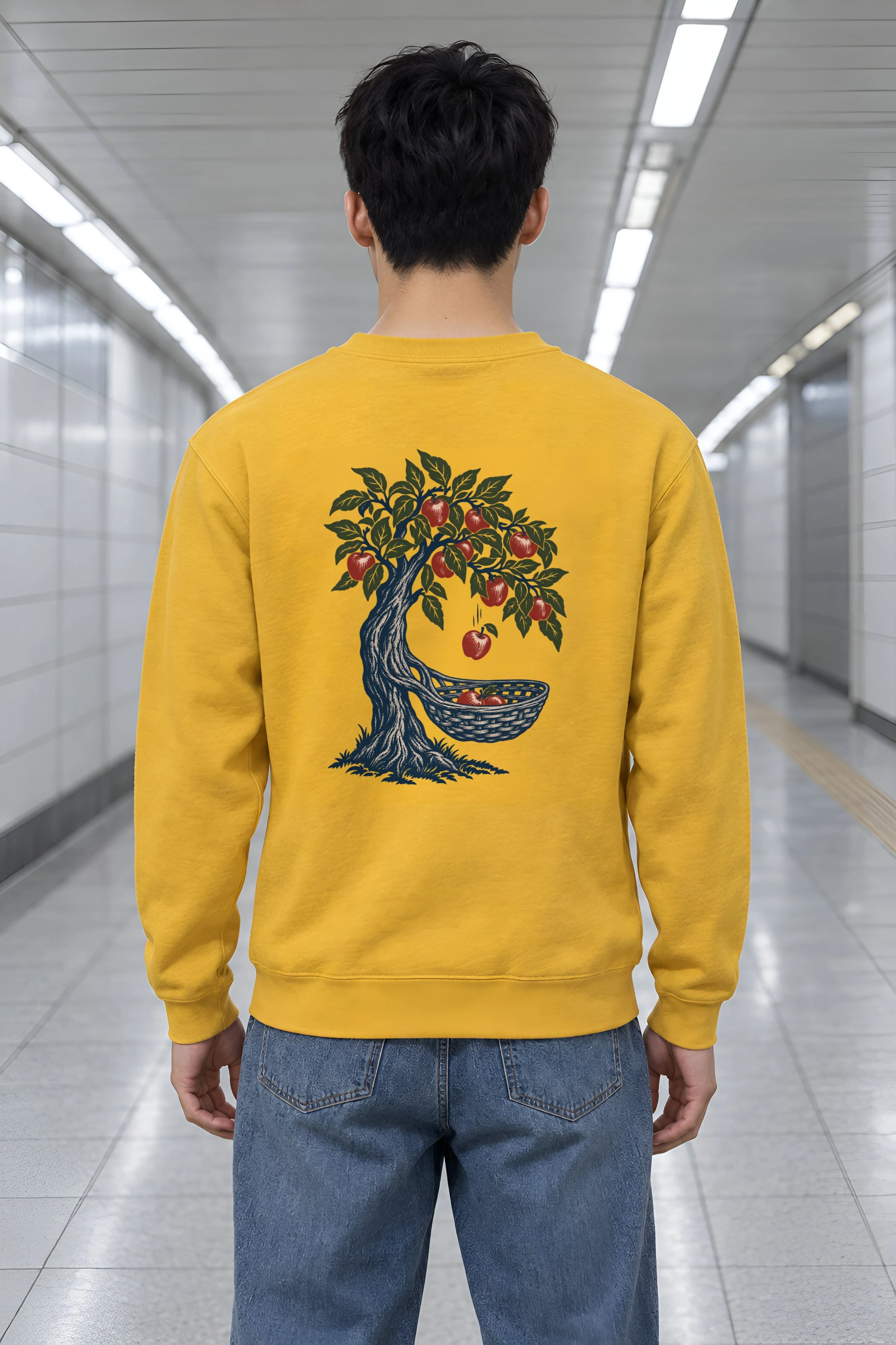 "Apple Tree Woven Basket" Heavy Blend Unisex Crewneck Sweatshirt