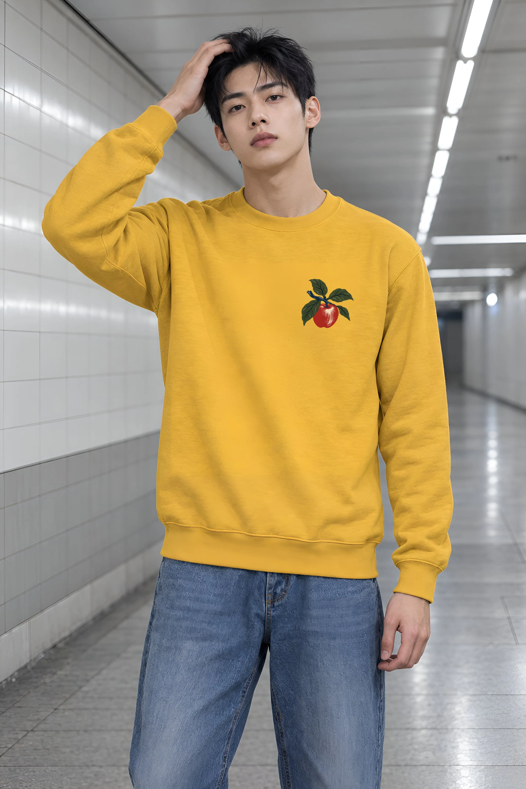 "Apple Tree Woven Basket" Heavy Blend Unisex Crewneck Sweatshirt