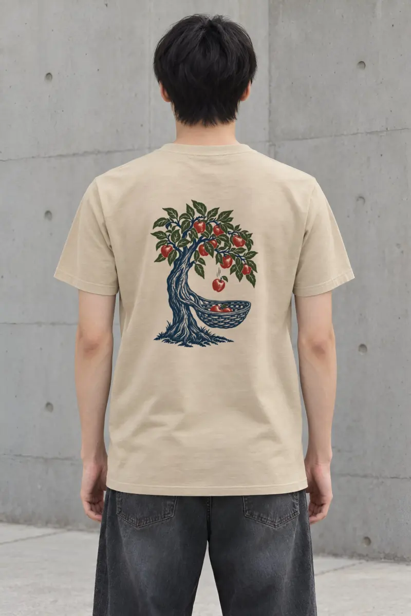 “Apple Tree Woven Basket Tee” Heavyweight Unisex Crewneck T-shirt