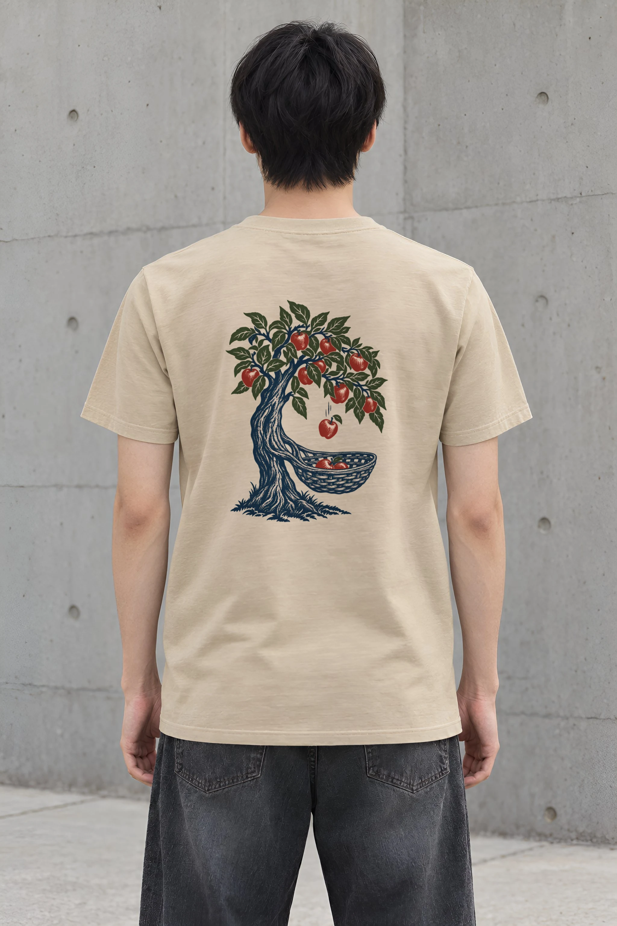 "Apple Tree Woven Basket Tee" Heavyweight Unisex Crewneck T-shirt