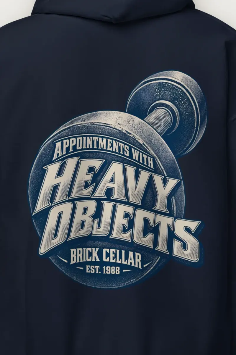 "Appointments With Heavy Objects" Heavy Blend Unisex Pullover Hoodie - the graphic up close