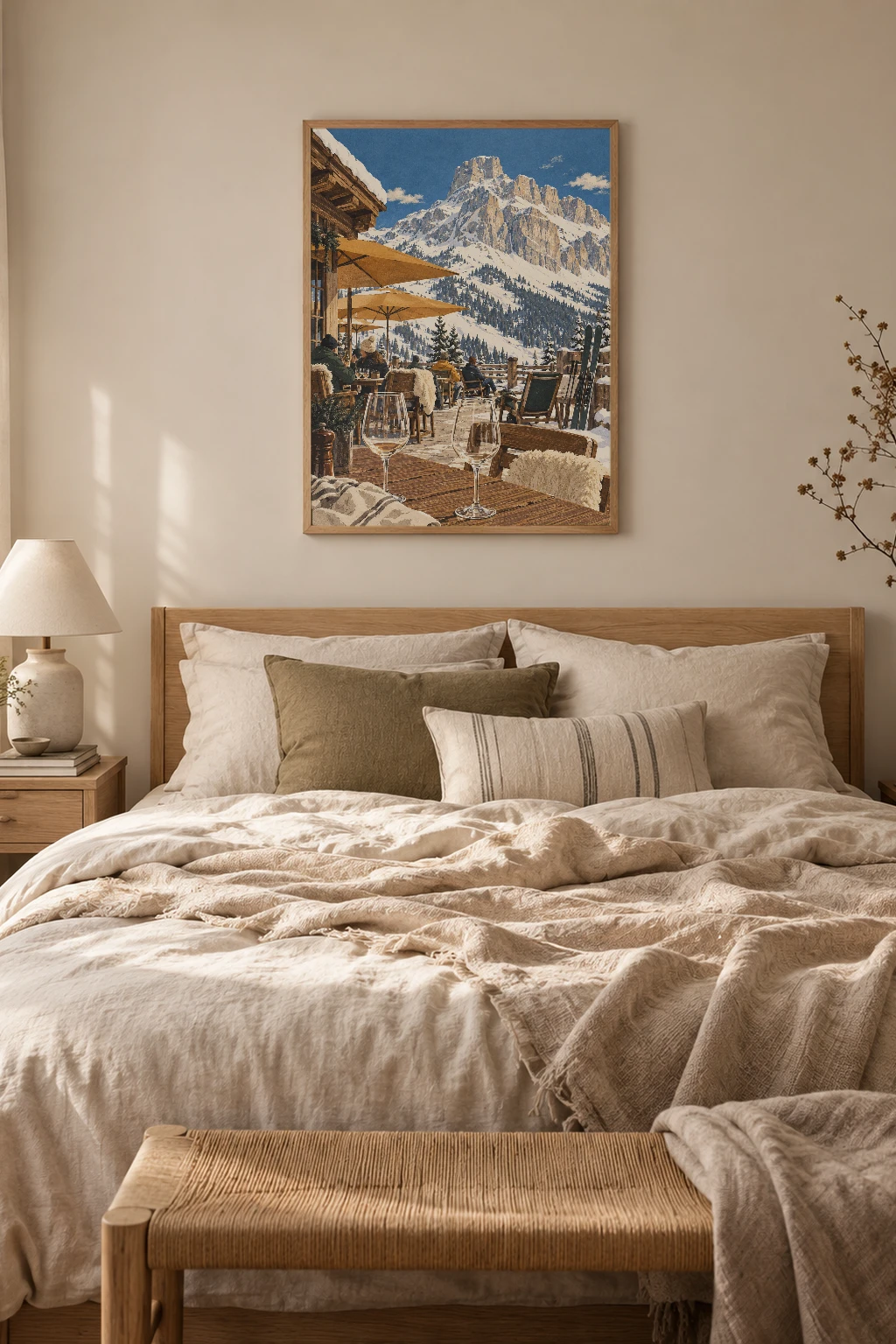 "Après-Ski Mountain Terrace" Premium Wooden Framed Poster