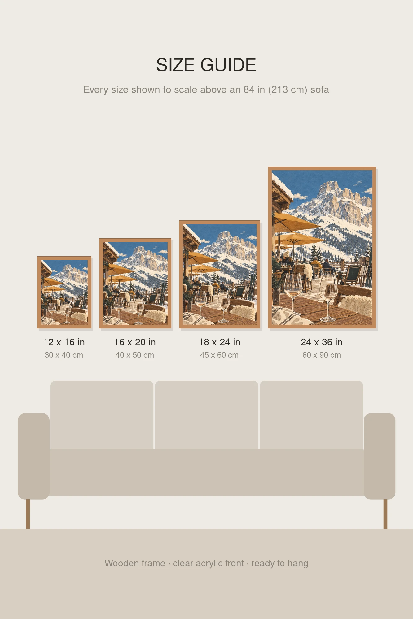 "Après-Ski Mountain Terrace" Premium Wooden Framed Poster