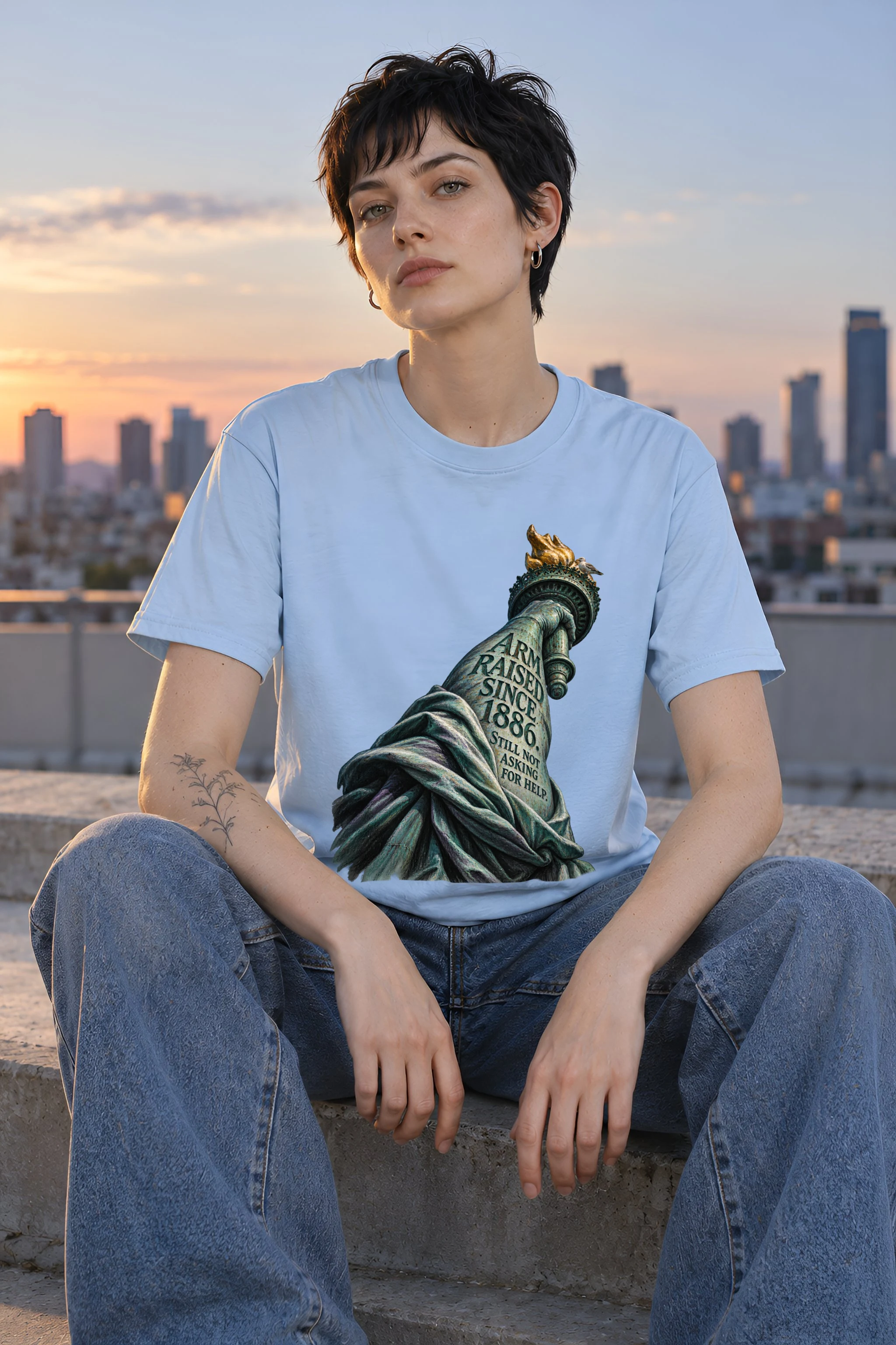 "Arm Raised Since 1886" Heavyweight Unisex Crewneck T-shirt