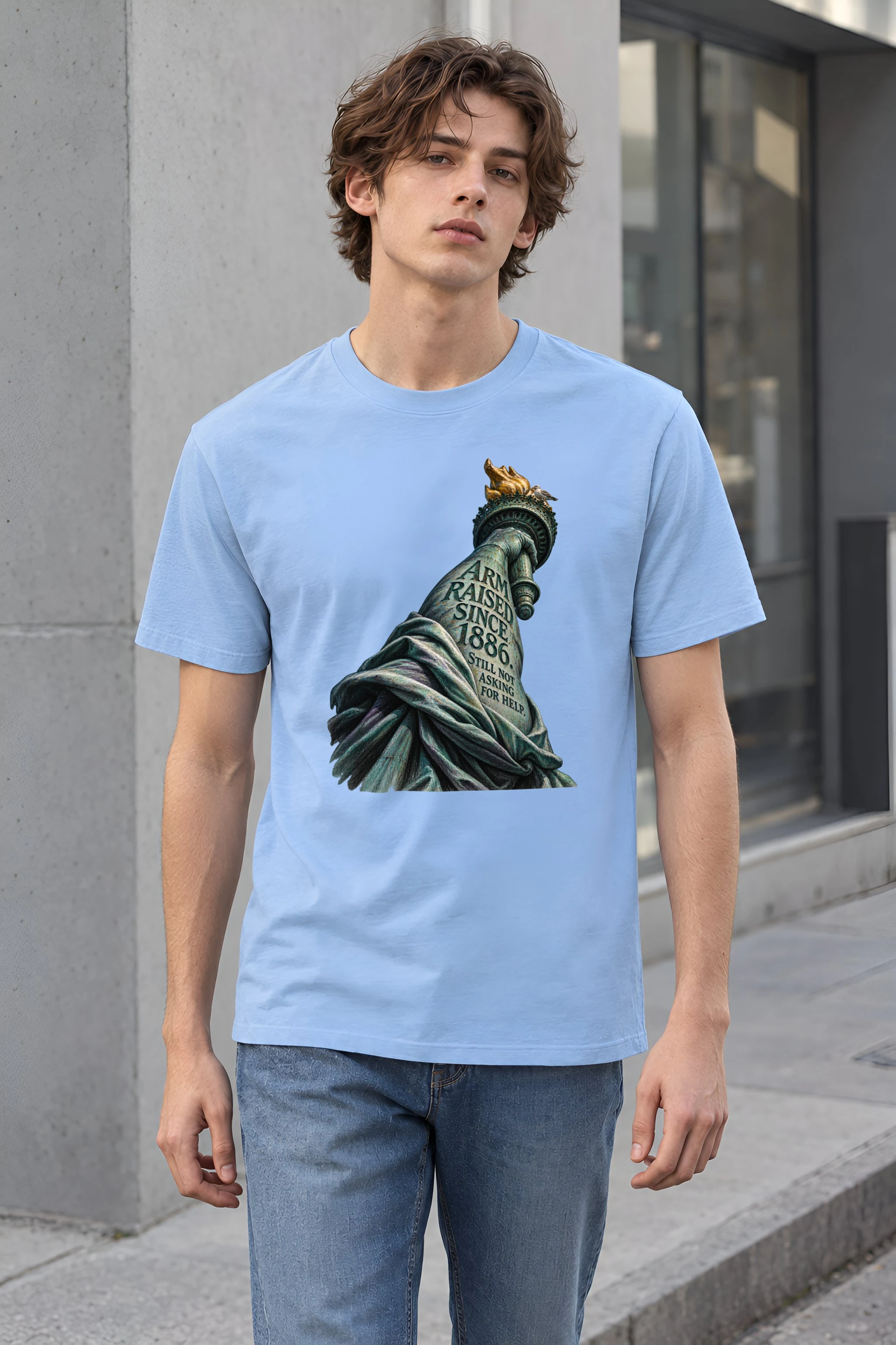 "Arm Raised Since 1886" Heavyweight Unisex Crewneck T-shirt