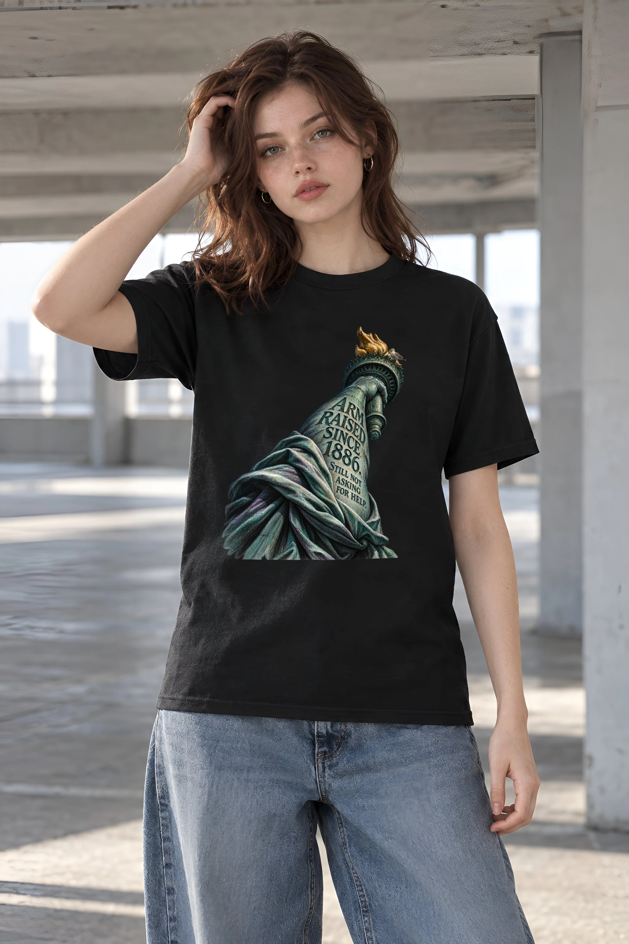 "Arm Raised Since 1886" Heavyweight Unisex Crewneck T-shirt