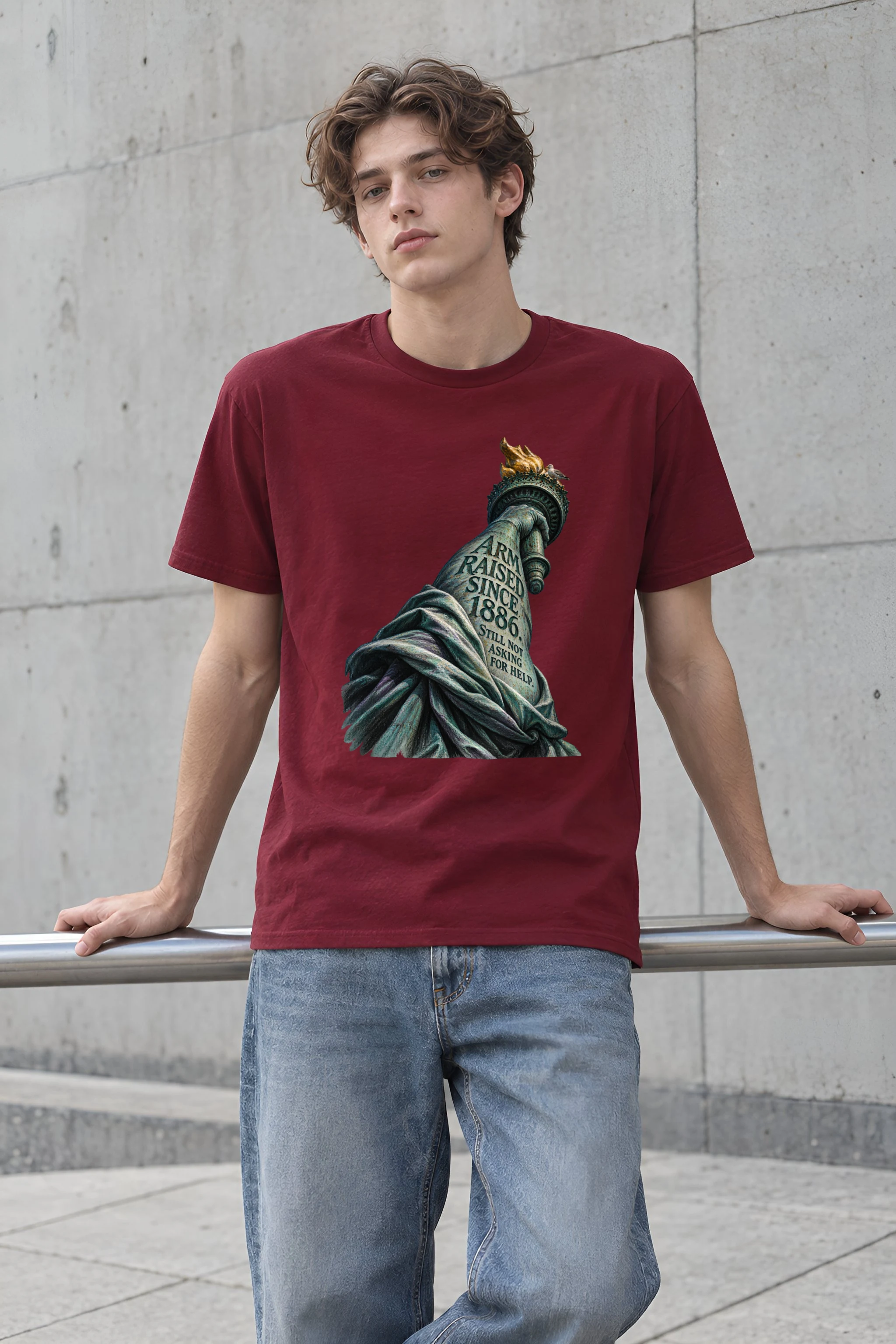 "Arm Raised Since 1886" Heavyweight Unisex Crewneck T-shirt