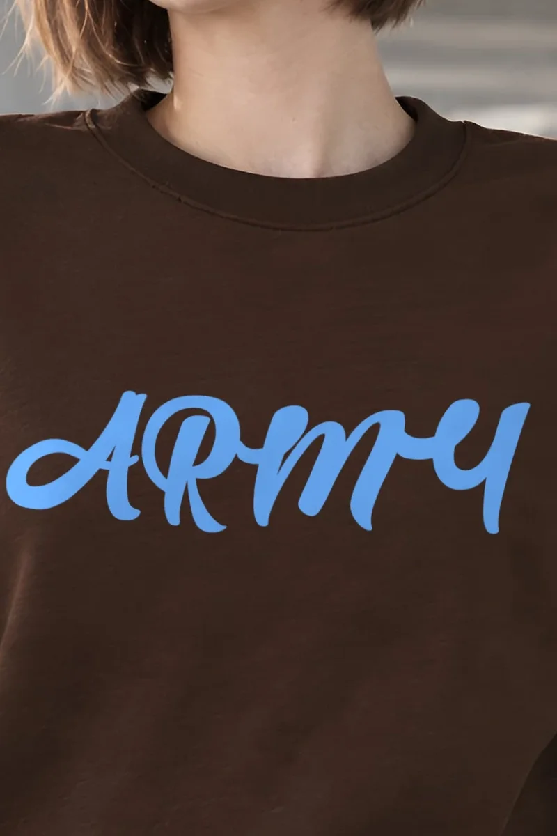 "Army Script" 1 Crewneck Sweatshirt - the graphic up close