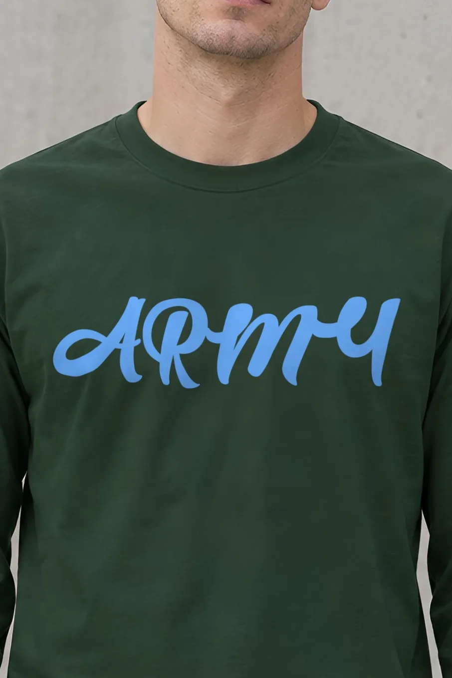 "Army Script" Unisex Longsleeve T-shirt - the graphic up close