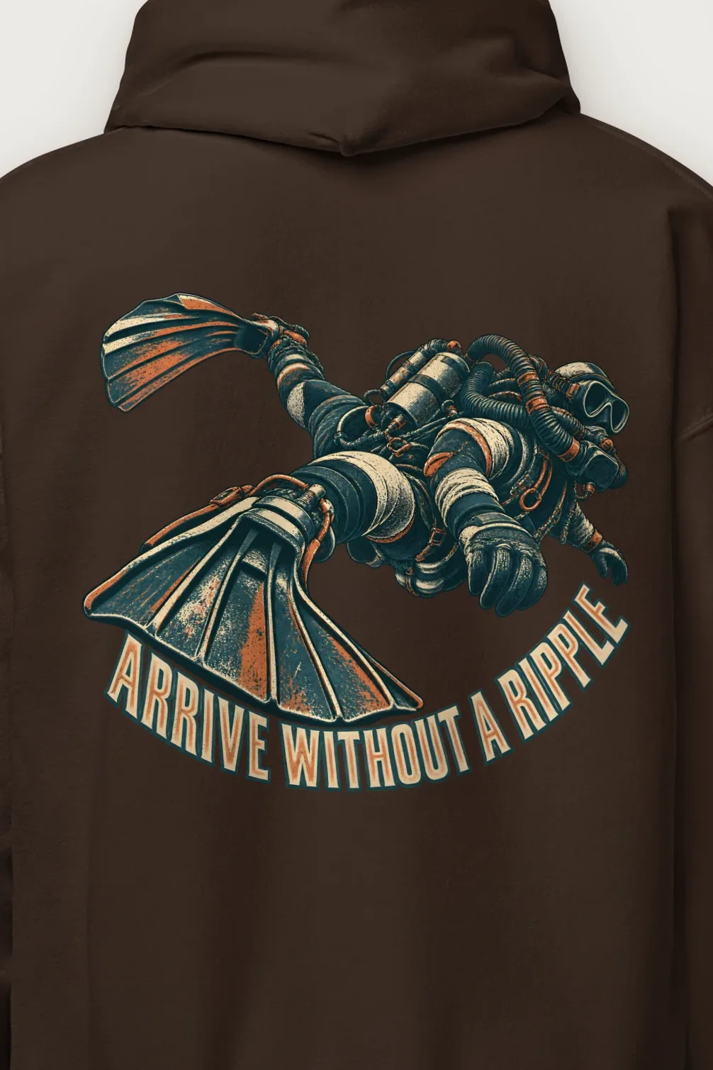 "Arrive Without a Ripple" Heavy Blend Unisex Pullover Hoodie - the graphic up close