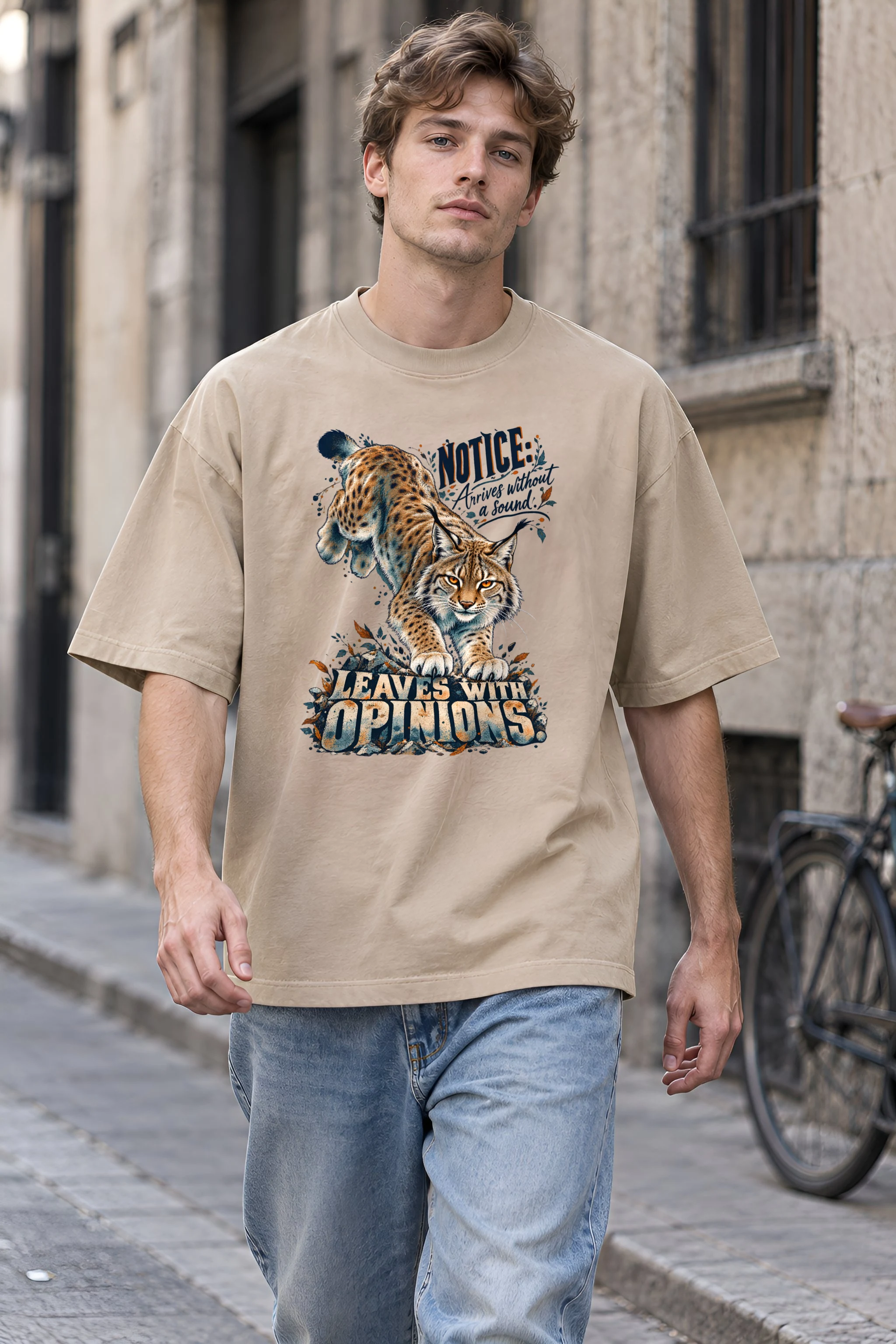"Arrives Without a Sound" Unisex Oversized Heavyweight Crewneck T-Shirt