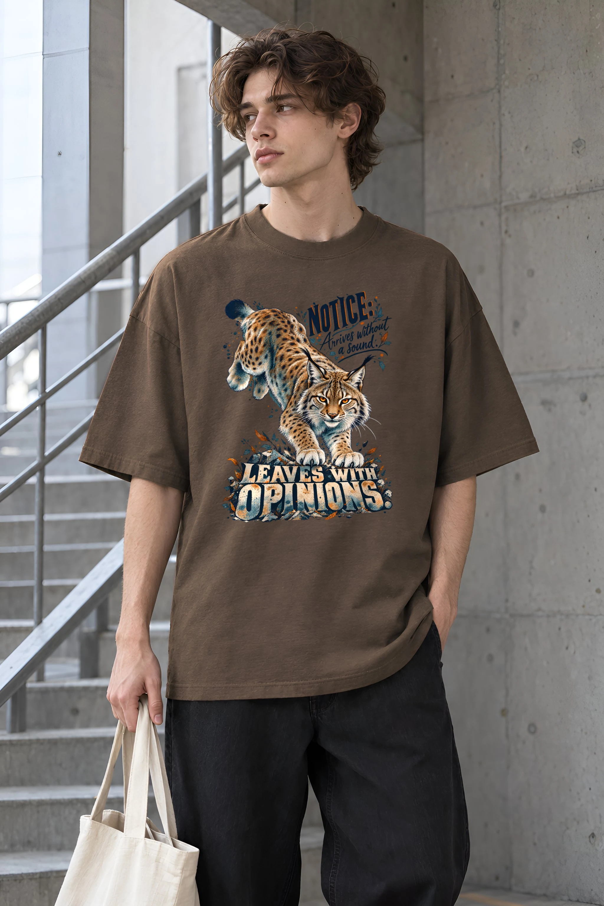 "Arrives Without a Sound" Unisex Oversized Heavyweight Crewneck T-Shirt