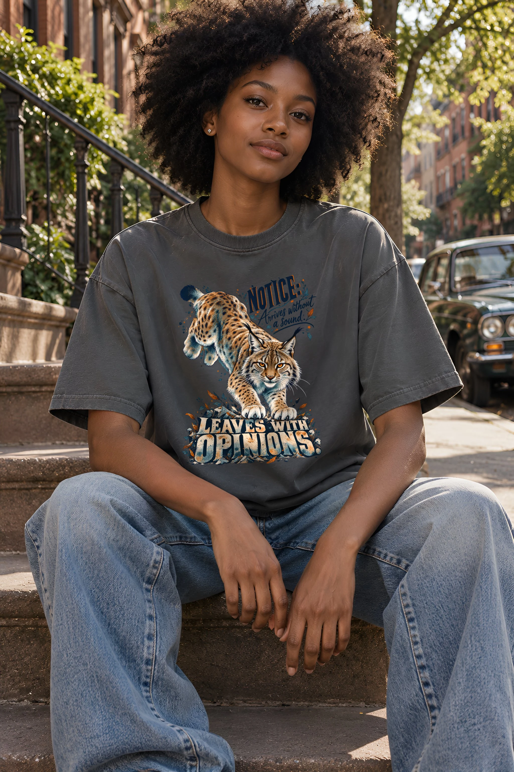 "Arrives Without a Sound" Unisex Oversized Heavyweight Crewneck T-Shirt