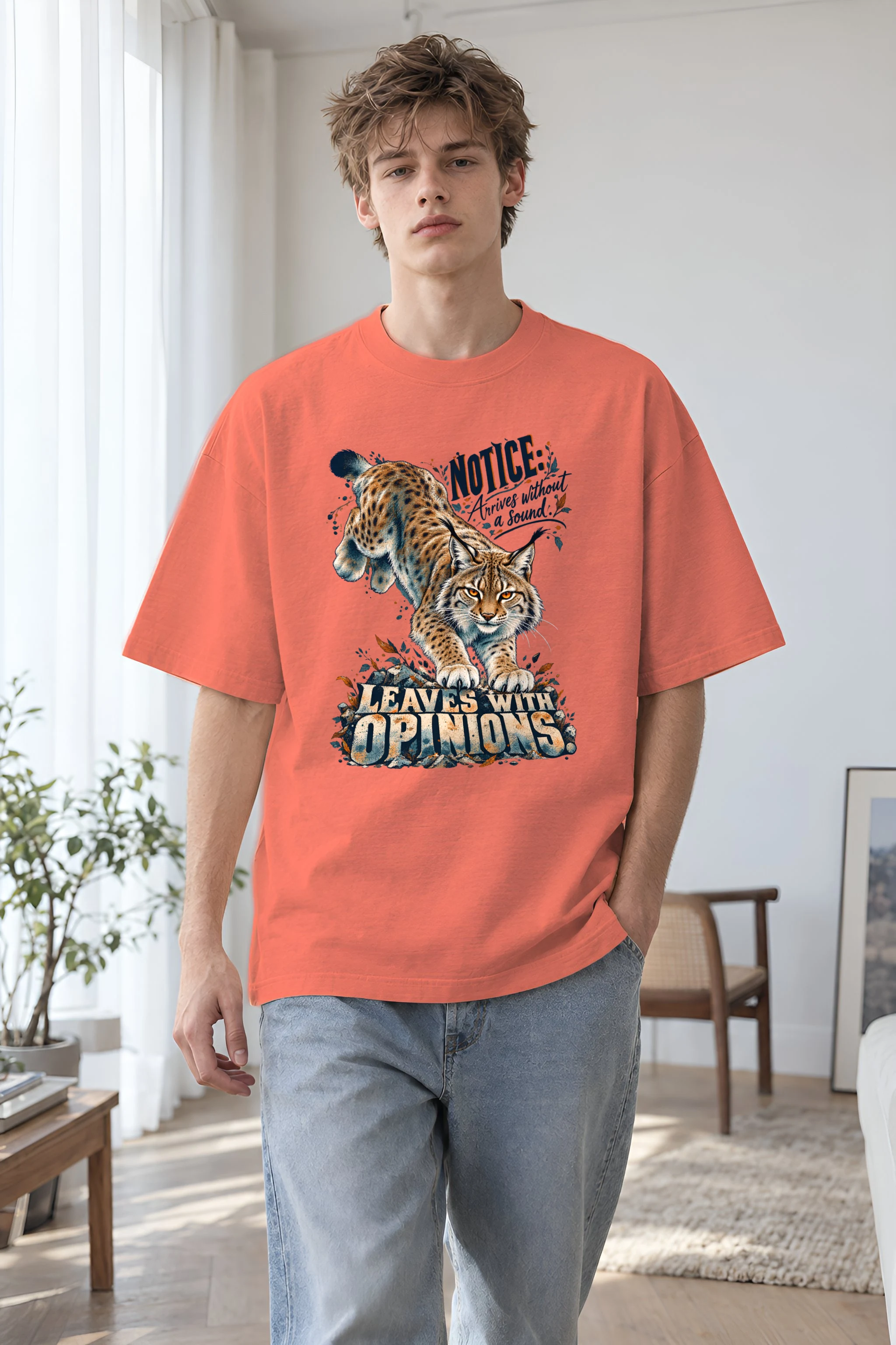 "Arrives Without a Sound" Unisex Oversized Heavyweight Crewneck T-Shirt