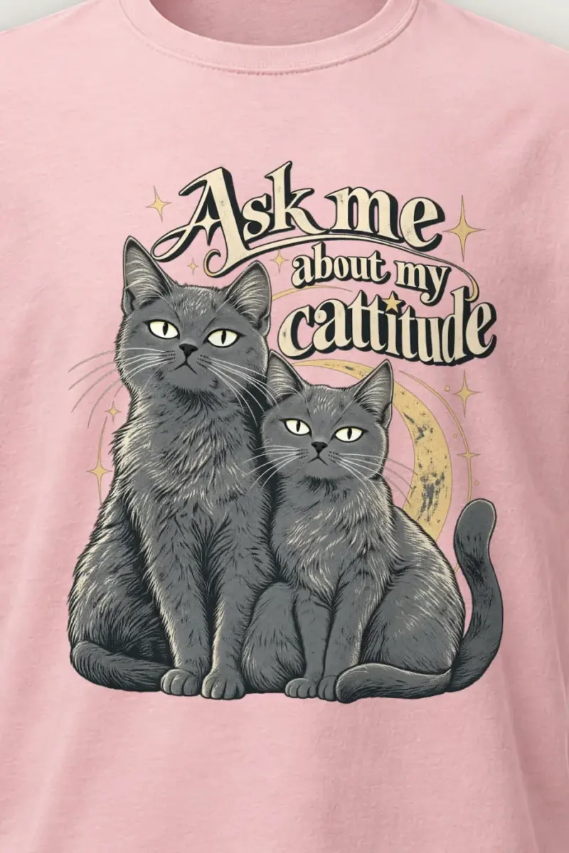 "Ask Me About My Cattitude" Heavyweight Unisex Crewneck T-shirt