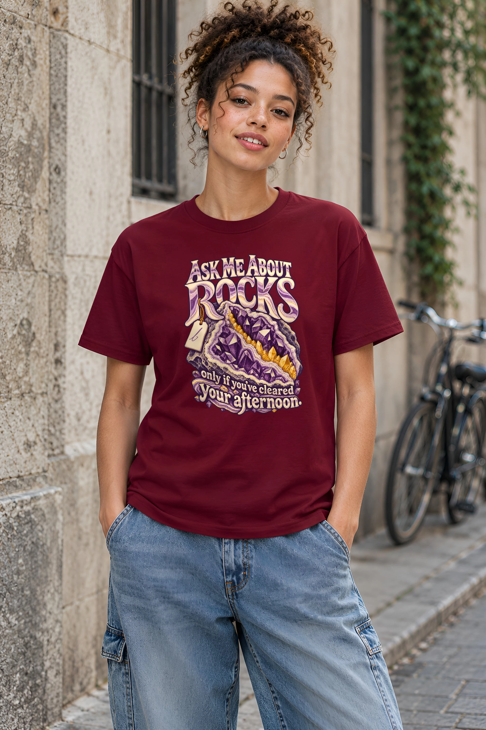 "Ask Me About Rocks" Heavyweight Unisex Crewneck T-shirt