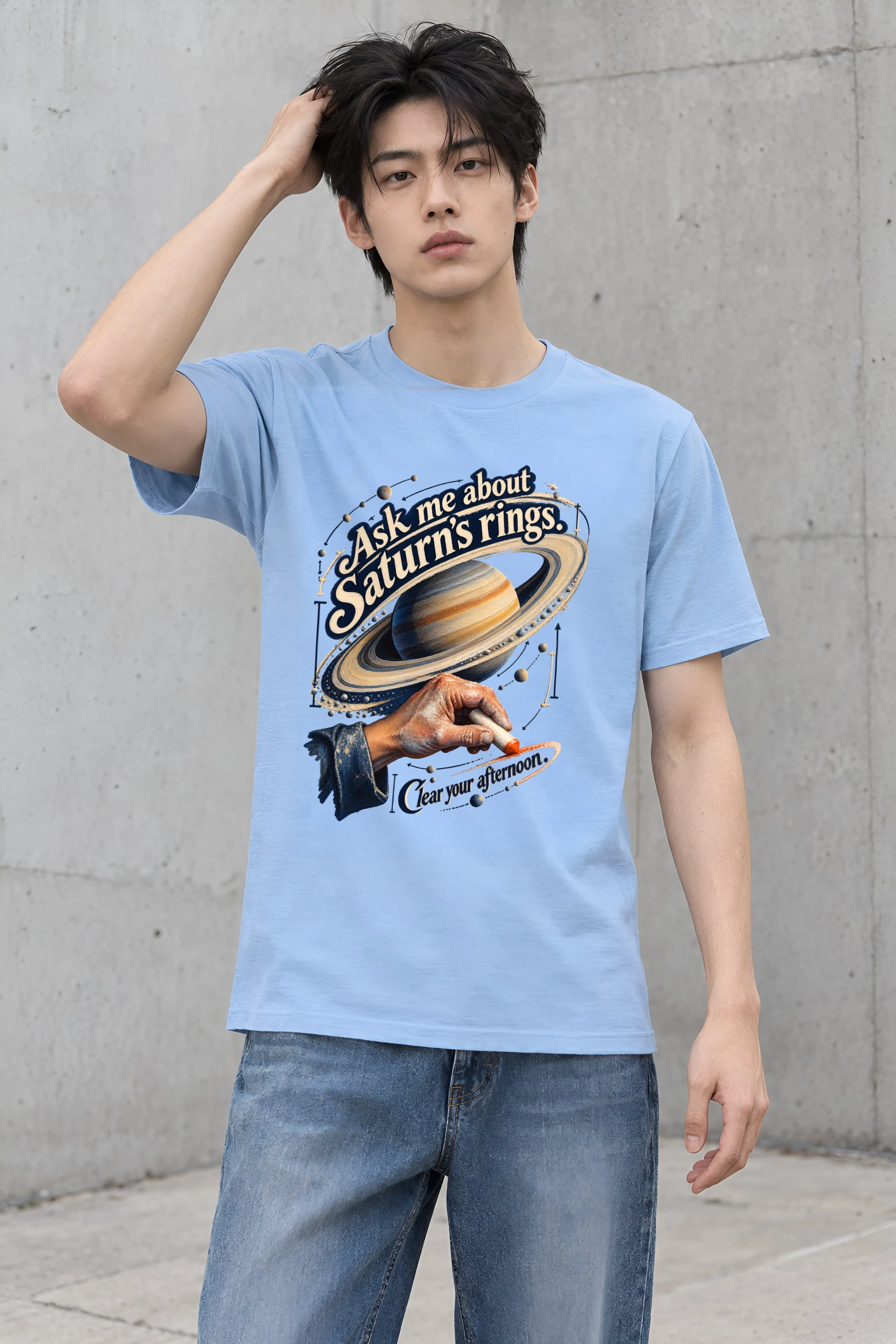 "Ask Me About Saturn's Rings" Heavyweight Unisex Crewneck T-shirt
