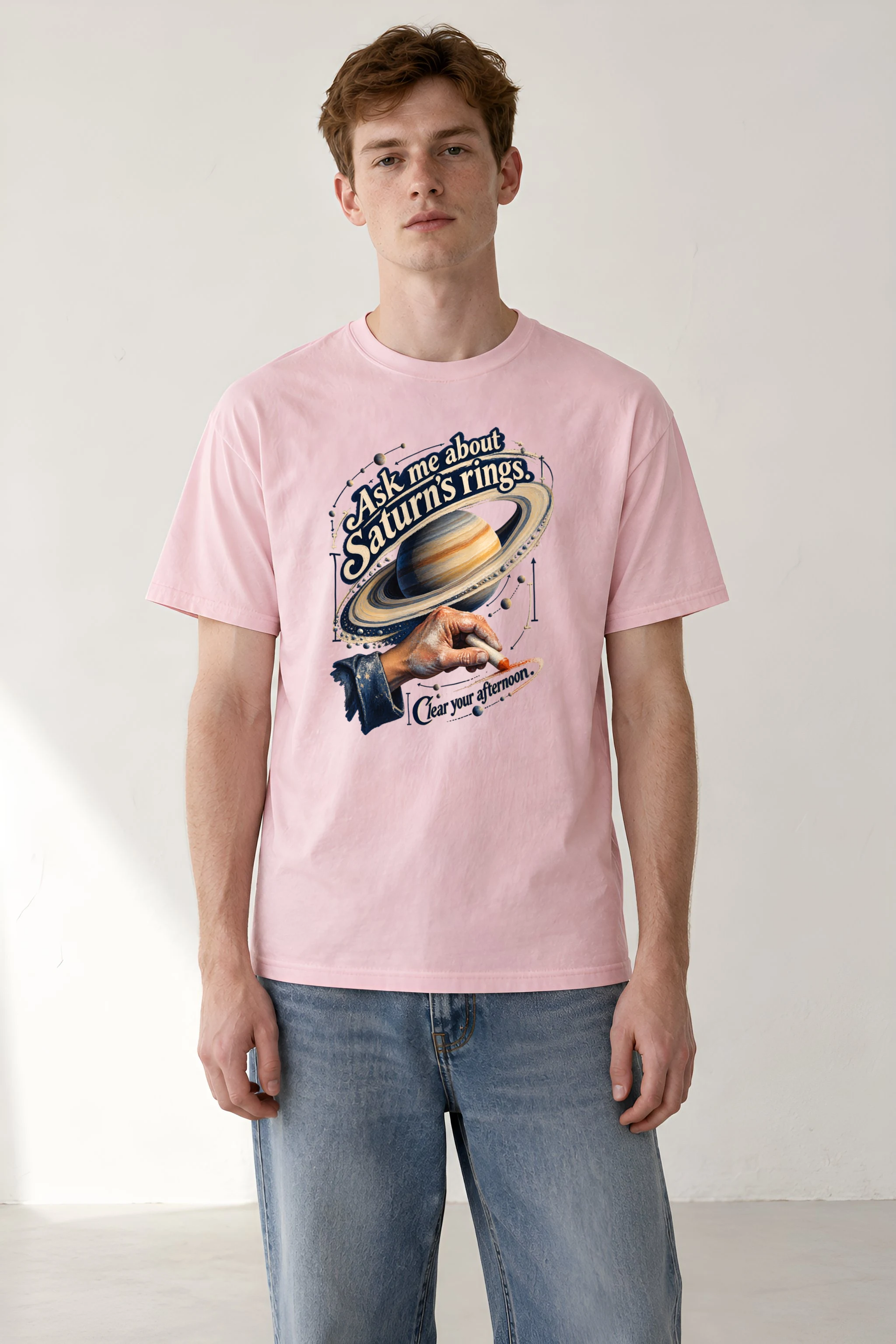"Ask Me About Saturn's Rings" Heavyweight Unisex Crewneck T-shirt