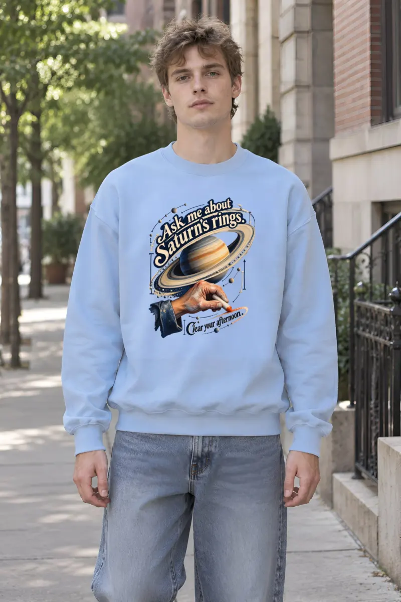 "Ask Me About Saturn's Rings" Unisex Crewneck Sweatshirt