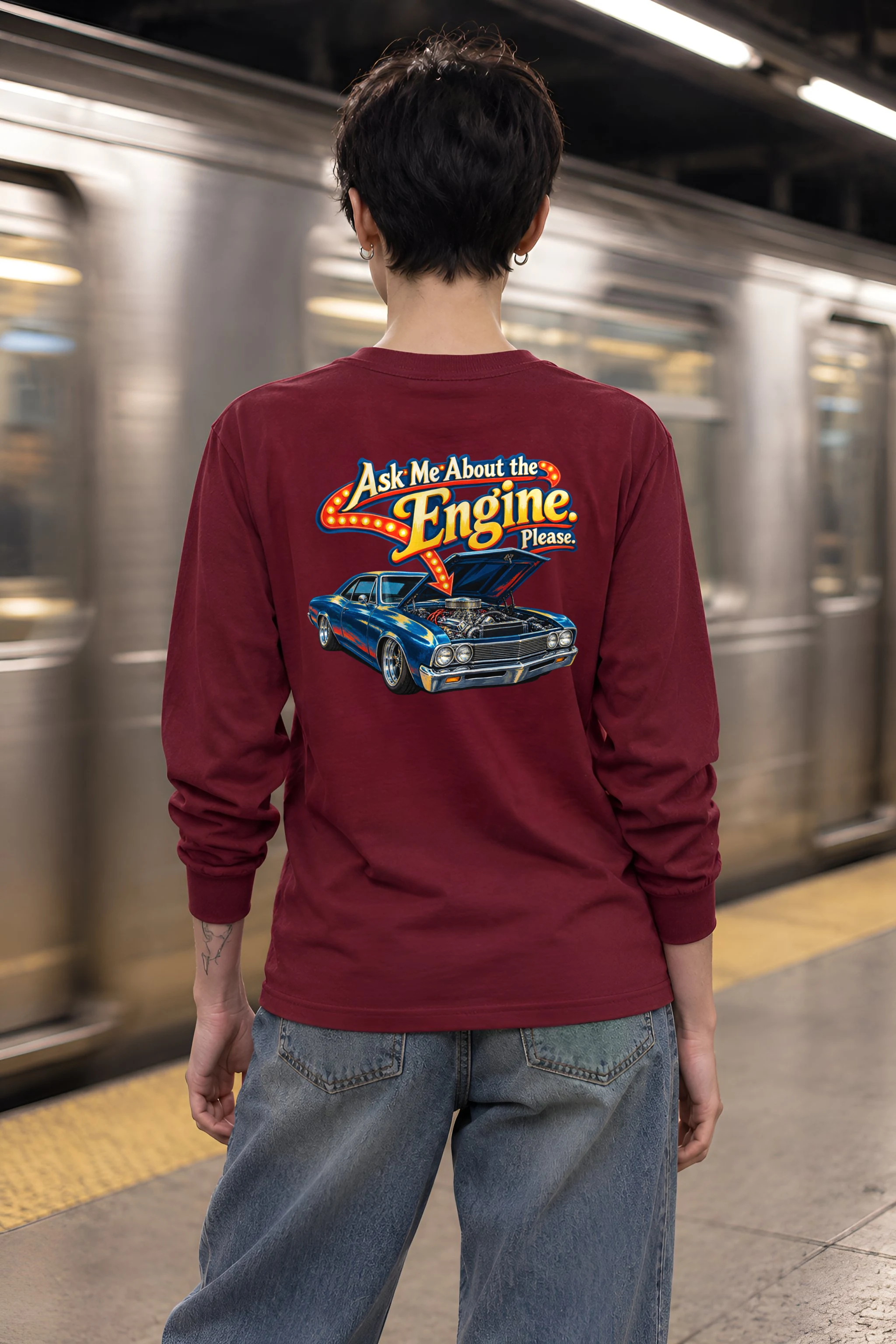 "Ask Me About the Engine" Unisex Longsleeve T-shirt