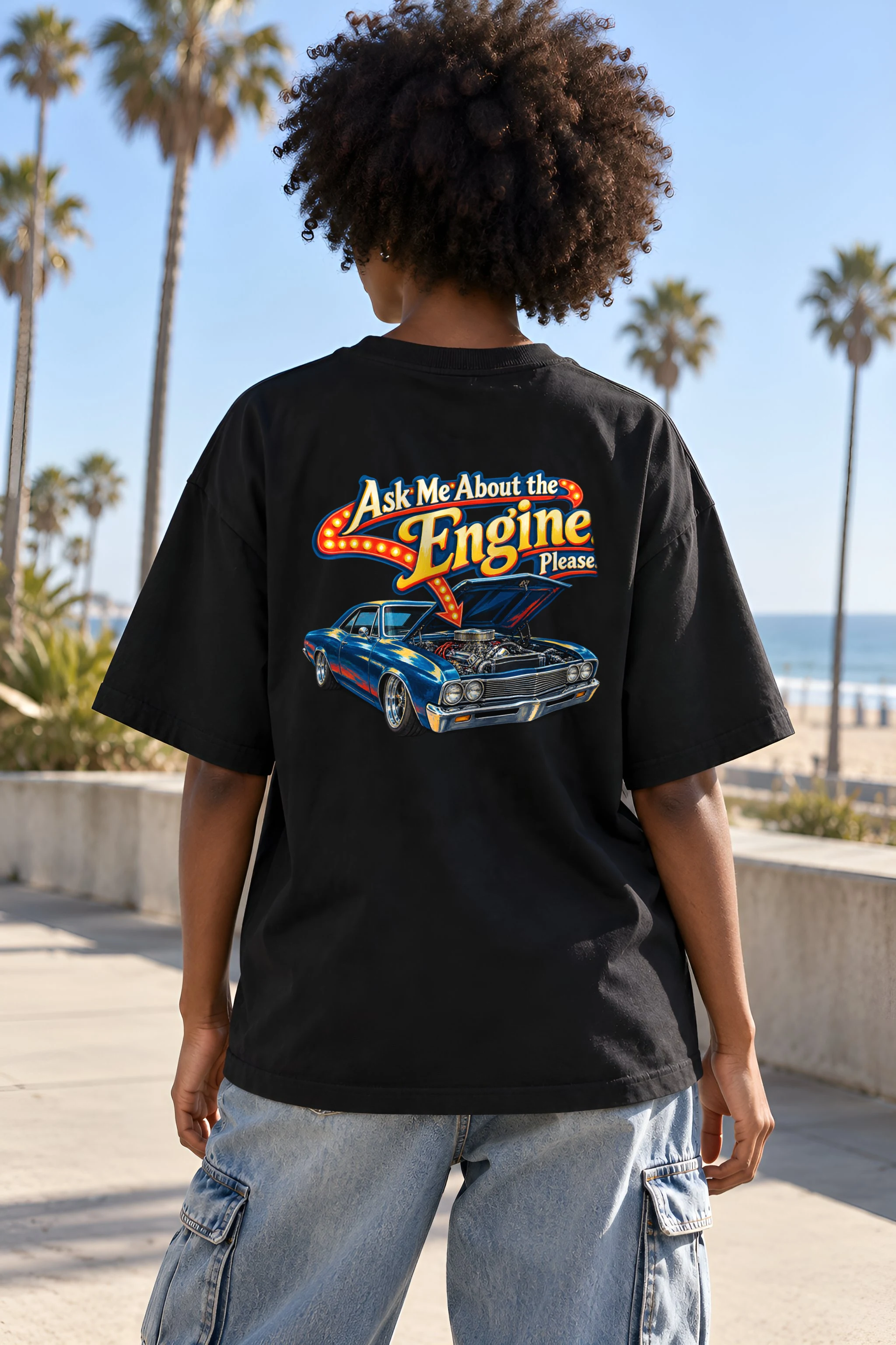 "Ask Me About the Engine" Unisex Oversized Heavyweight Crewneck T-Shirt