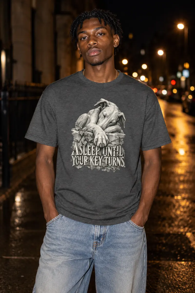 "Asleep Until Your Key Turns" Heavyweight Unisex Crewneck T-shirt