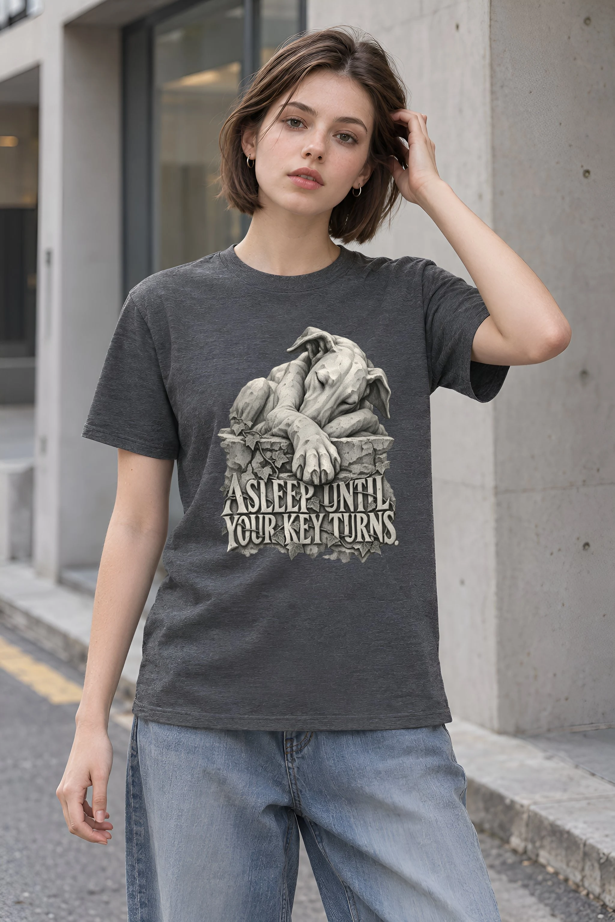"Asleep Until Your Key Turns" Heavyweight Unisex Crewneck T-shirt